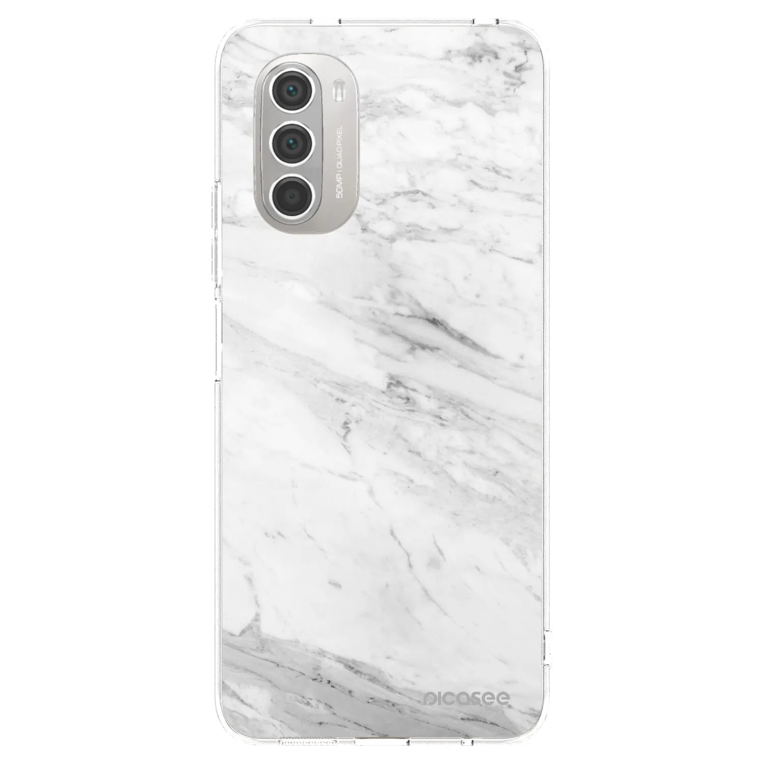 Picasee silikonowe przeźroczyste etui na Motorola Moto G51 - White marble