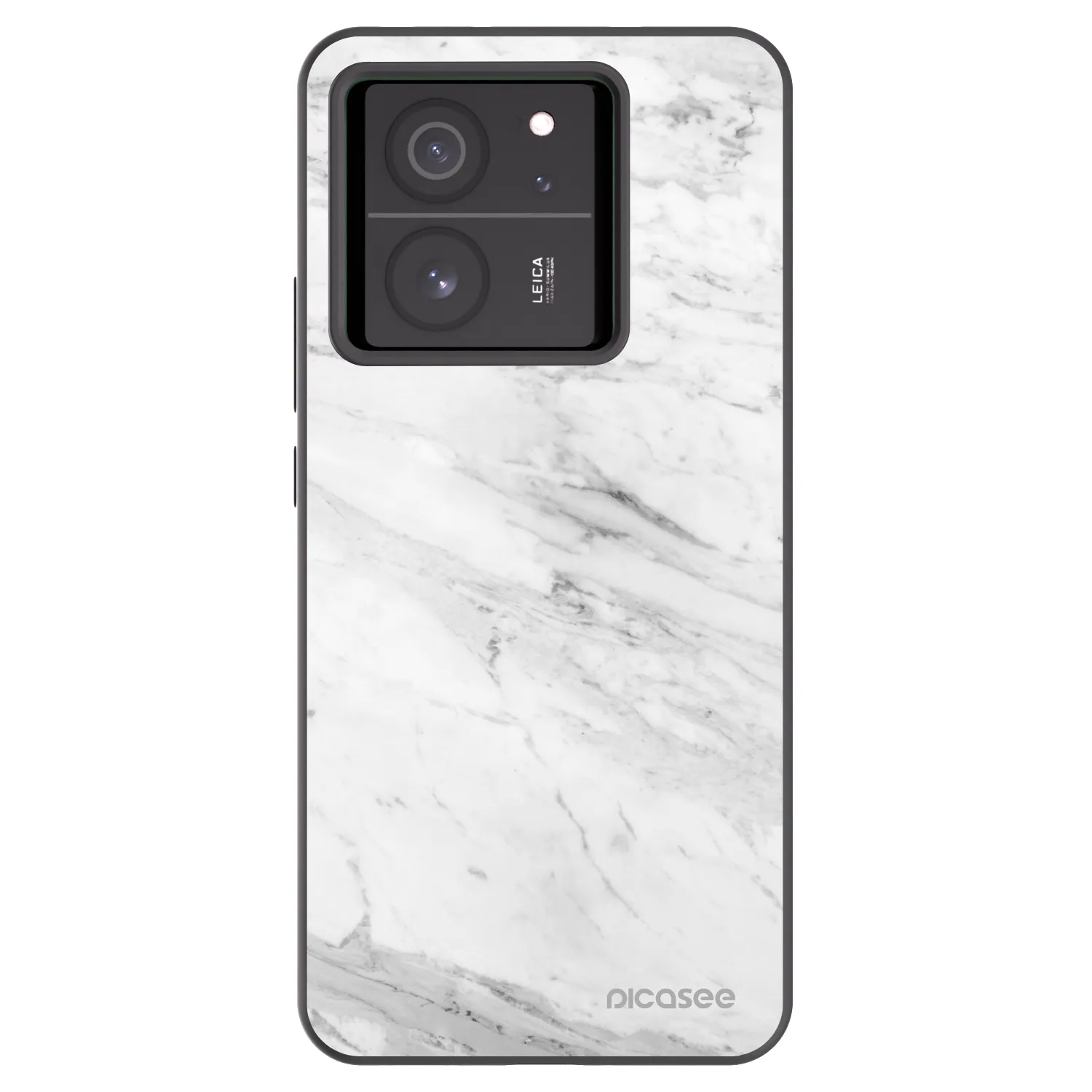 Picasee silikonowe czarne etui na Xiaomi 13T - White marble