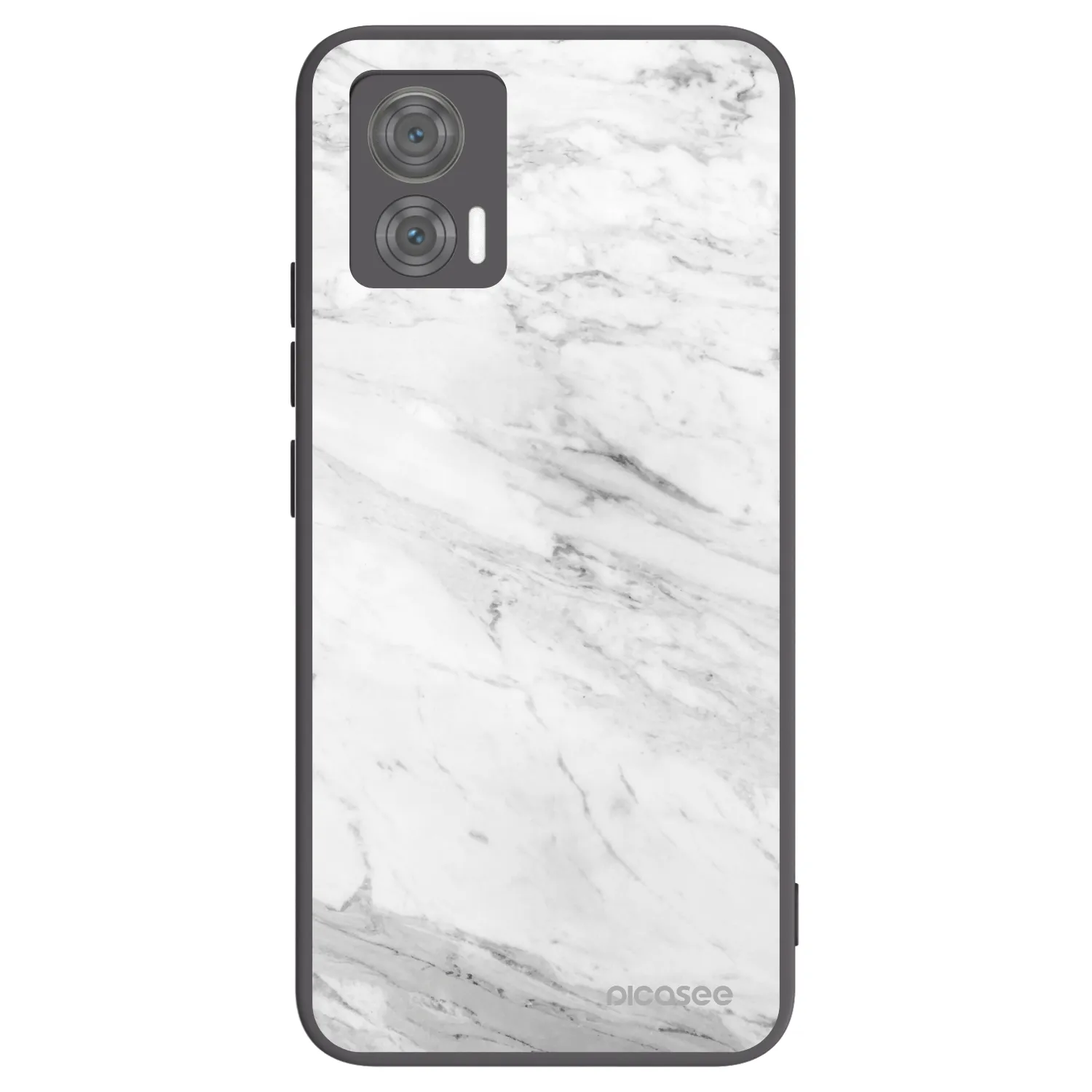 Picasee silikonowe czarne etui na Motorola Edge 30 Neo - White marble