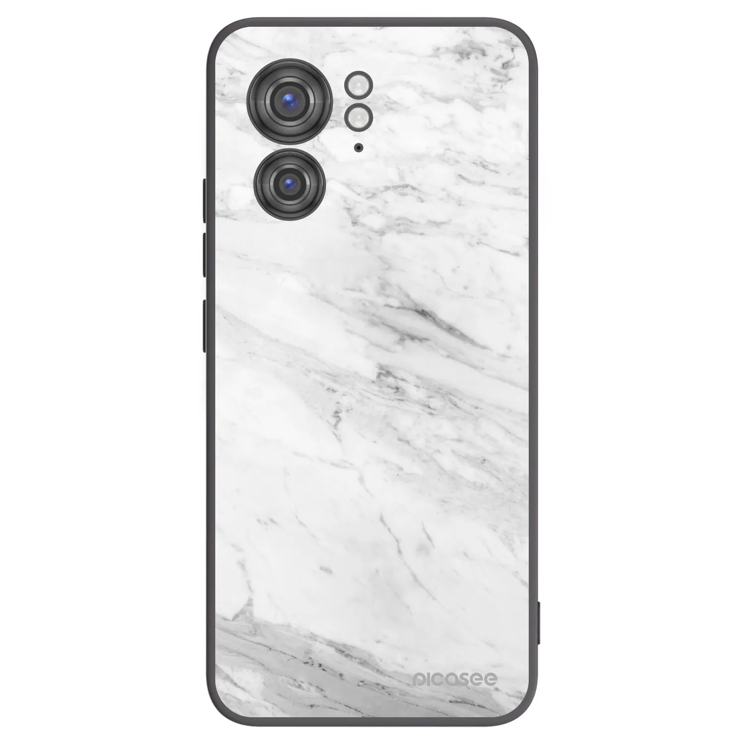 Picasee silikonowe czarne etui na Motorola Edge 40 - White marble