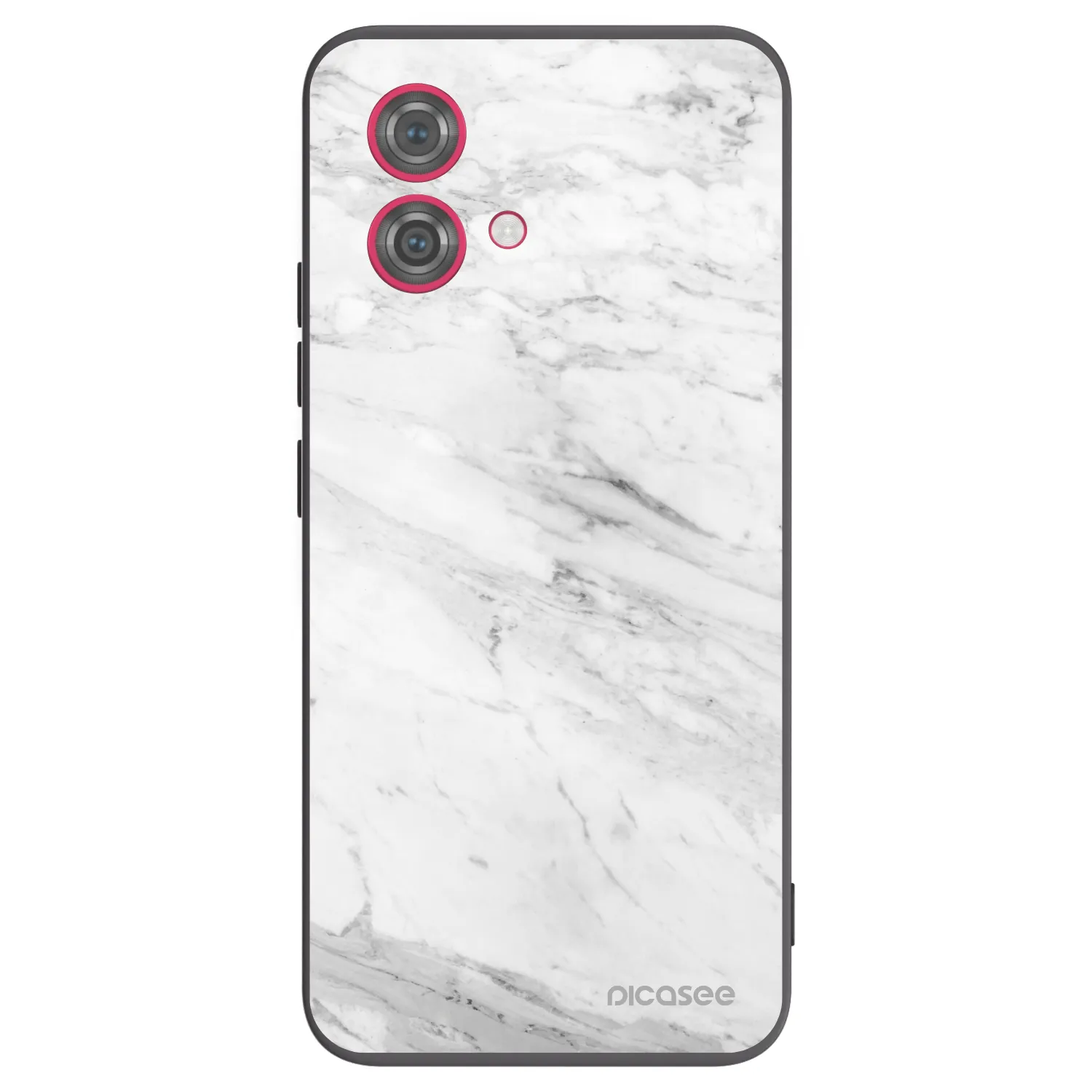 Picasee silikonowe czarne etui na Motorola Moto G84 5G - White marble