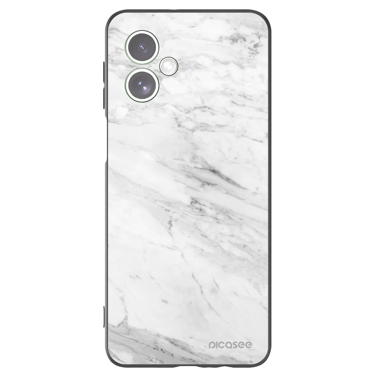 Picasee silikonowe czarne etui na Motorola Moto G54 5G - White marble