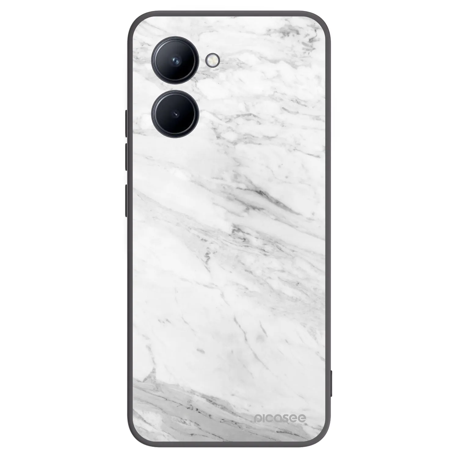 Picasee silikonowe czarne etui na Realme C33 (2023) - White marble