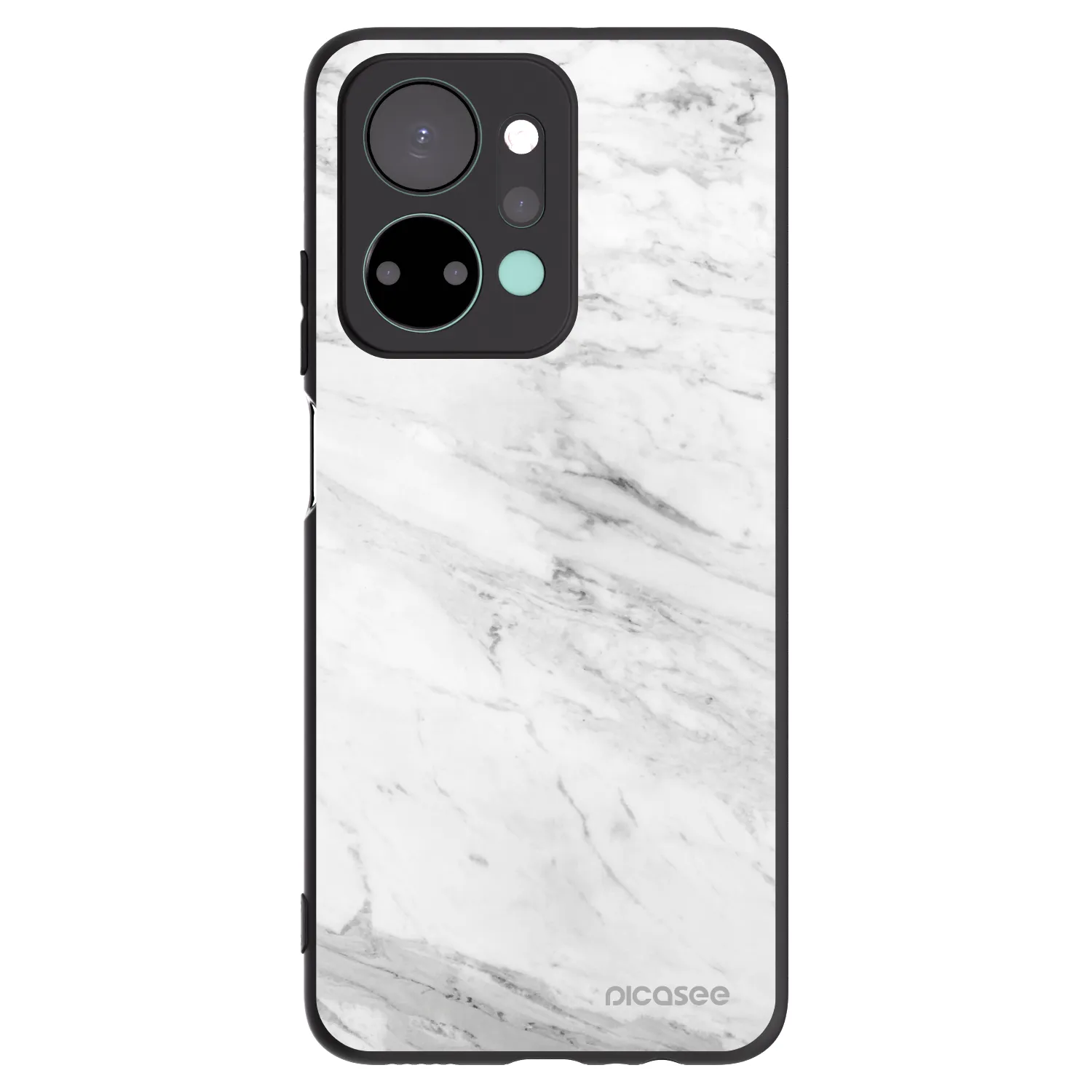 Picasee silikonowe czarne etui na Honor X7a - White marble