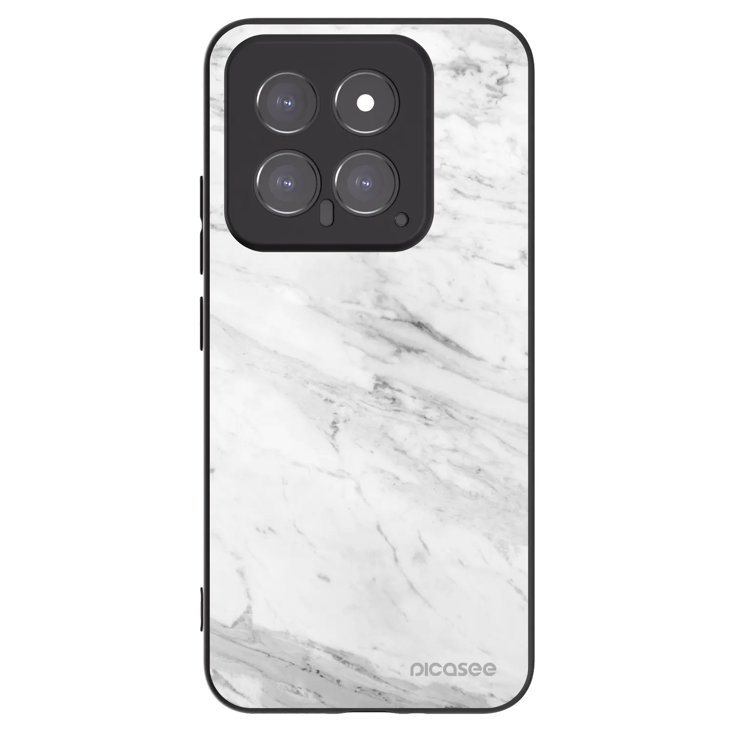 Picasee silikonowe czarne etui na Xiaomi 14 - White marble
