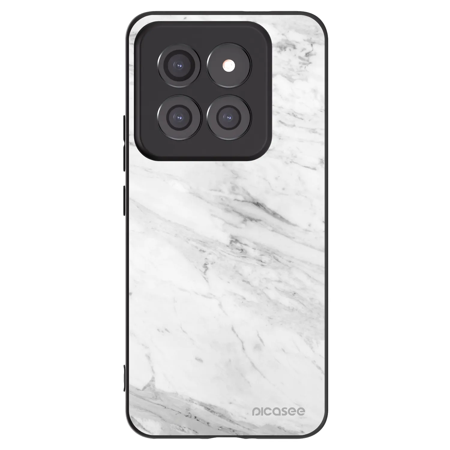 Picasee silikonowe czarne etui na Xiaomi 14 Pro - White marble