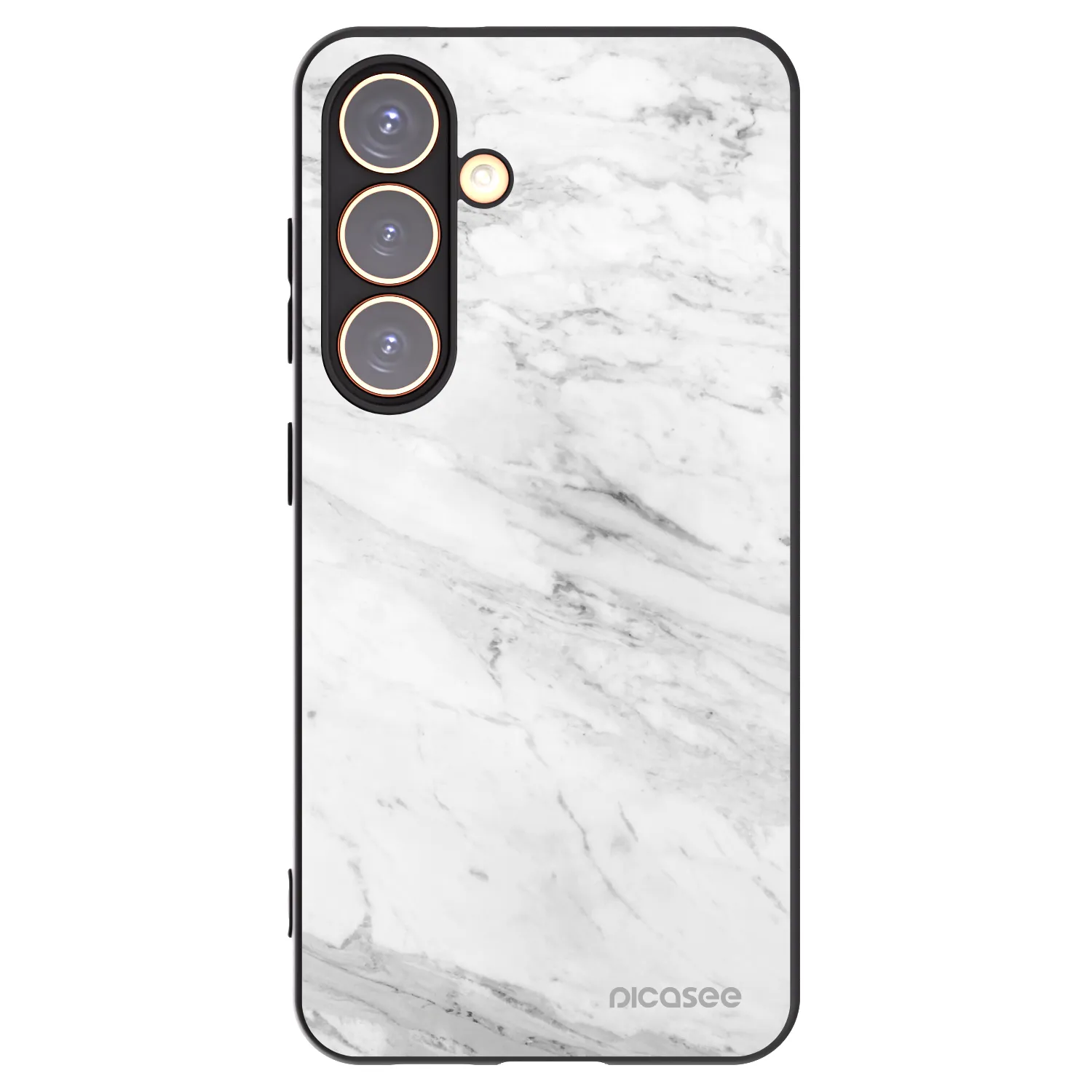 Picasee silikonowe czarne etui na Samsung Galaxy S24 S921B 5G - White marble