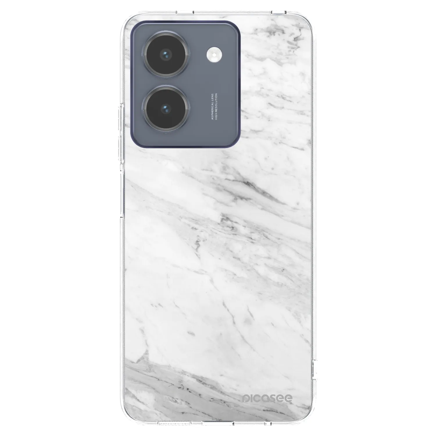 Picasee silikonowe przeźroczyste etui na Vivo Y36 4G - White marble