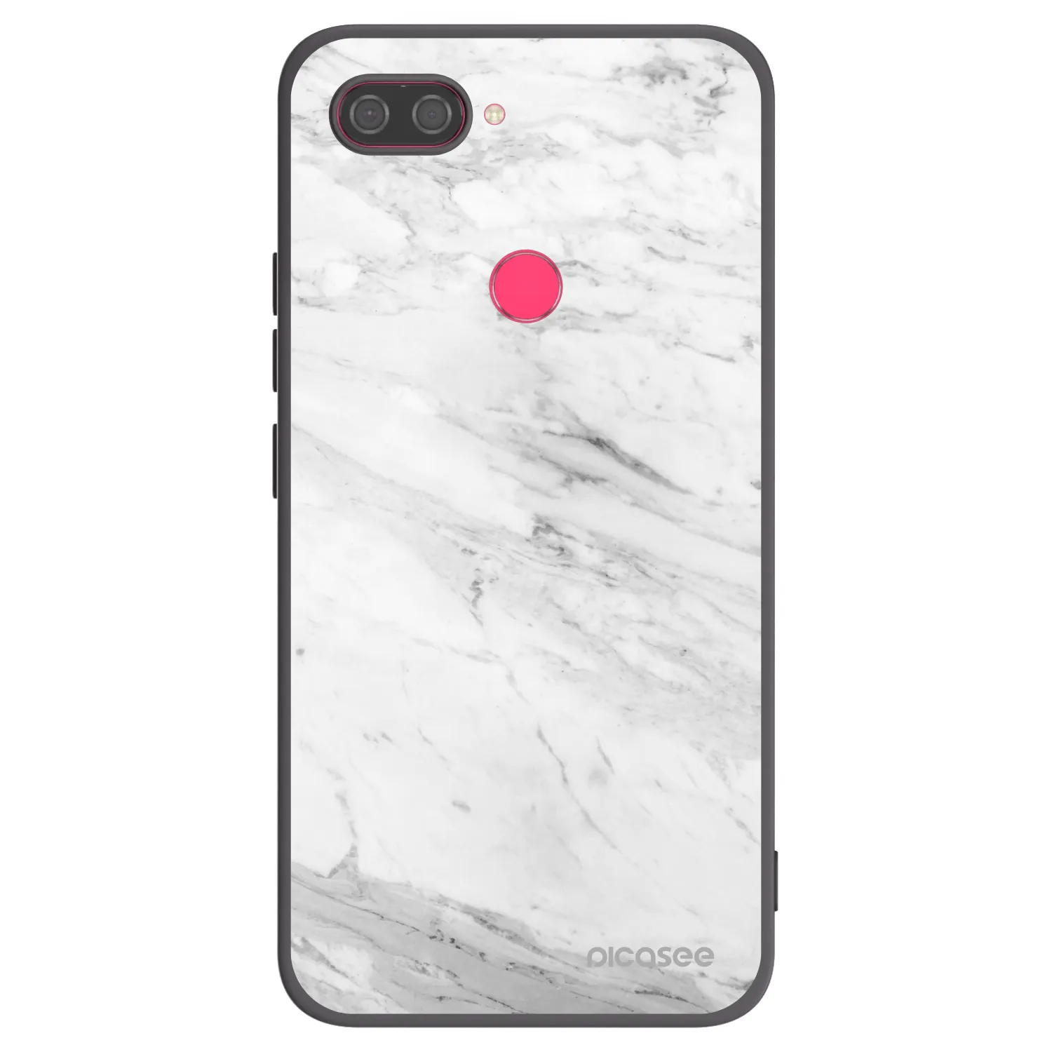Picasee silikonowe czarne etui na Xiaomi Mi 8 Lite - White marble