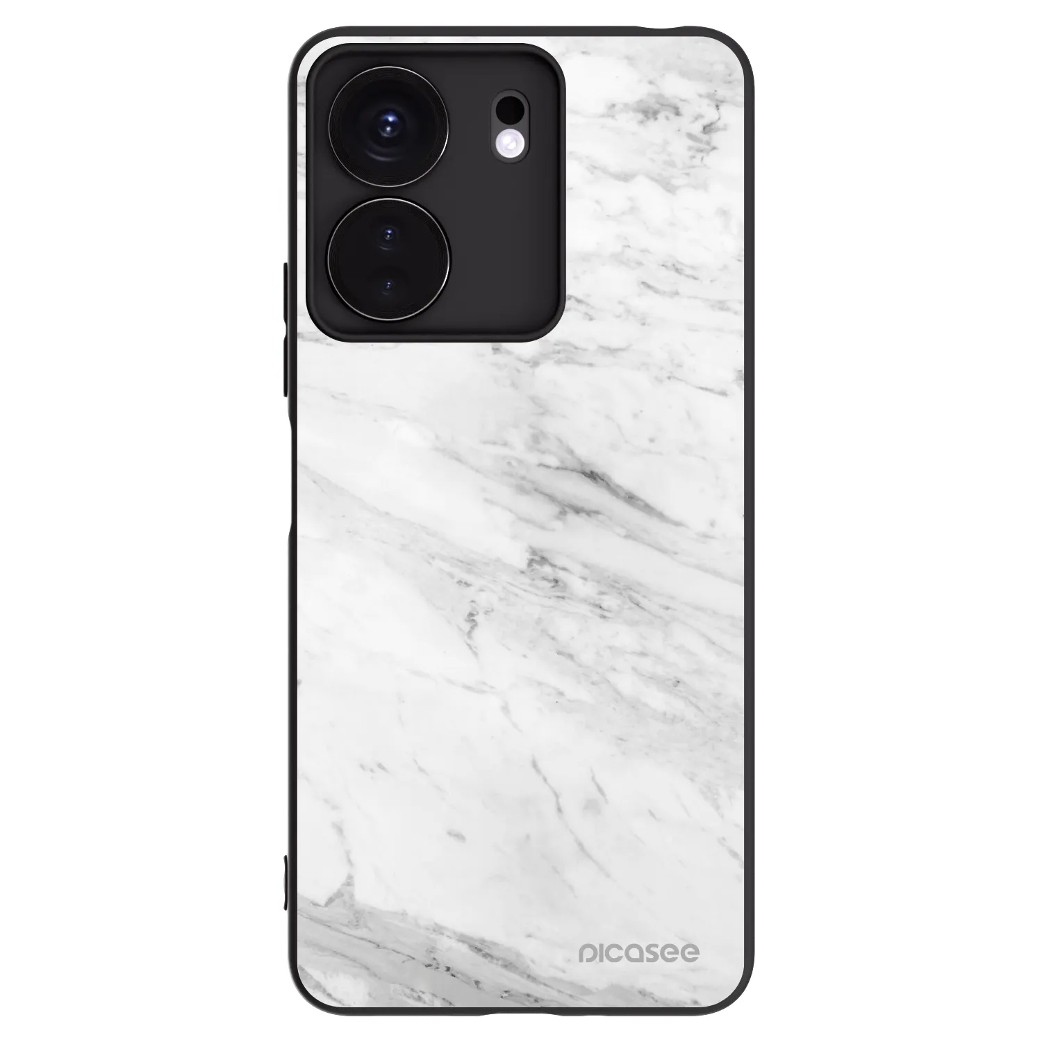 Picasee silikonowe czarne etui na Xiaomi Redmi 13C 4G - White marble