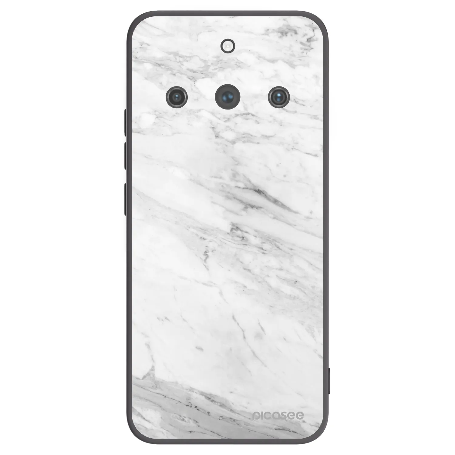 Picasee silikonowe czarne etui na Realme 11 Pro+ - White marble