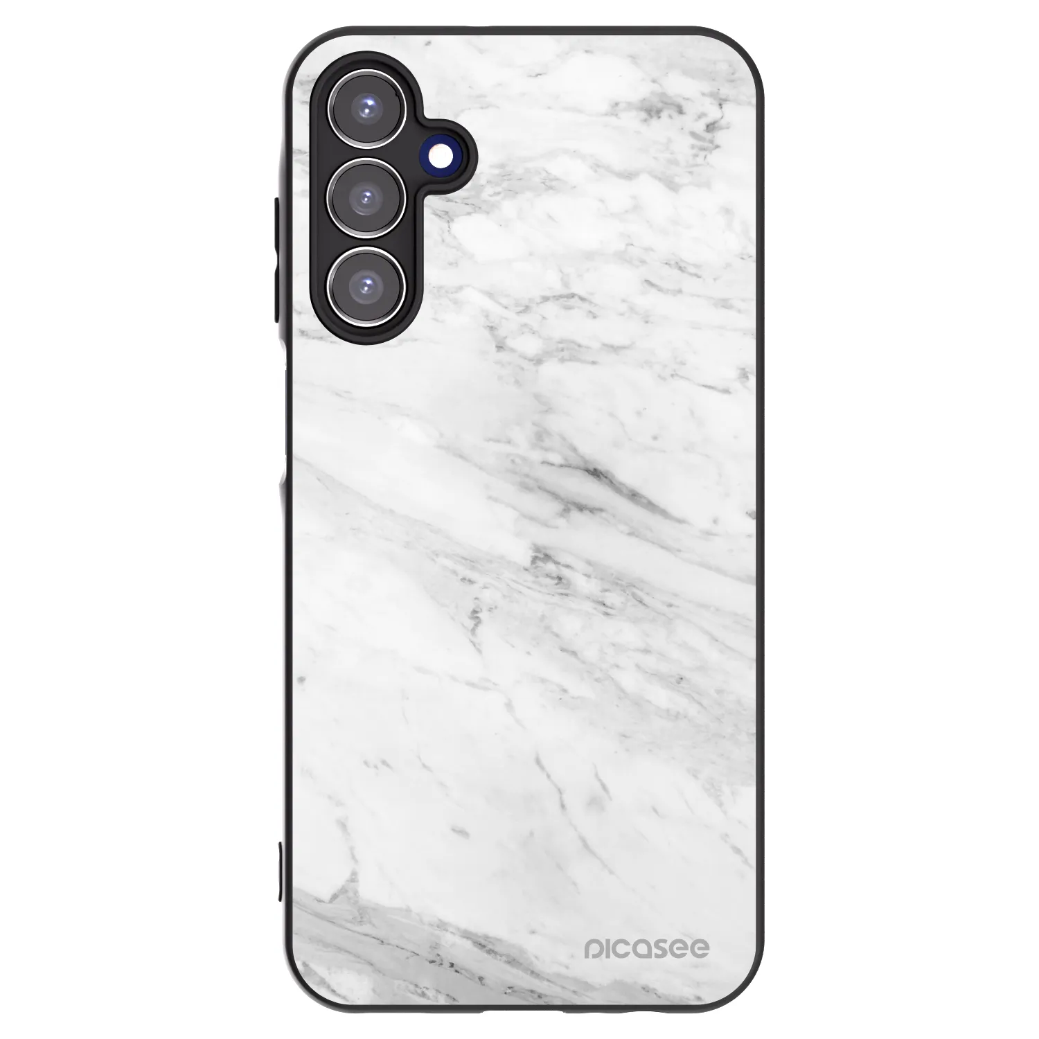 Picasee silikonowe czarne etui na Samsung Galaxy A15 A155F 4G - White marble