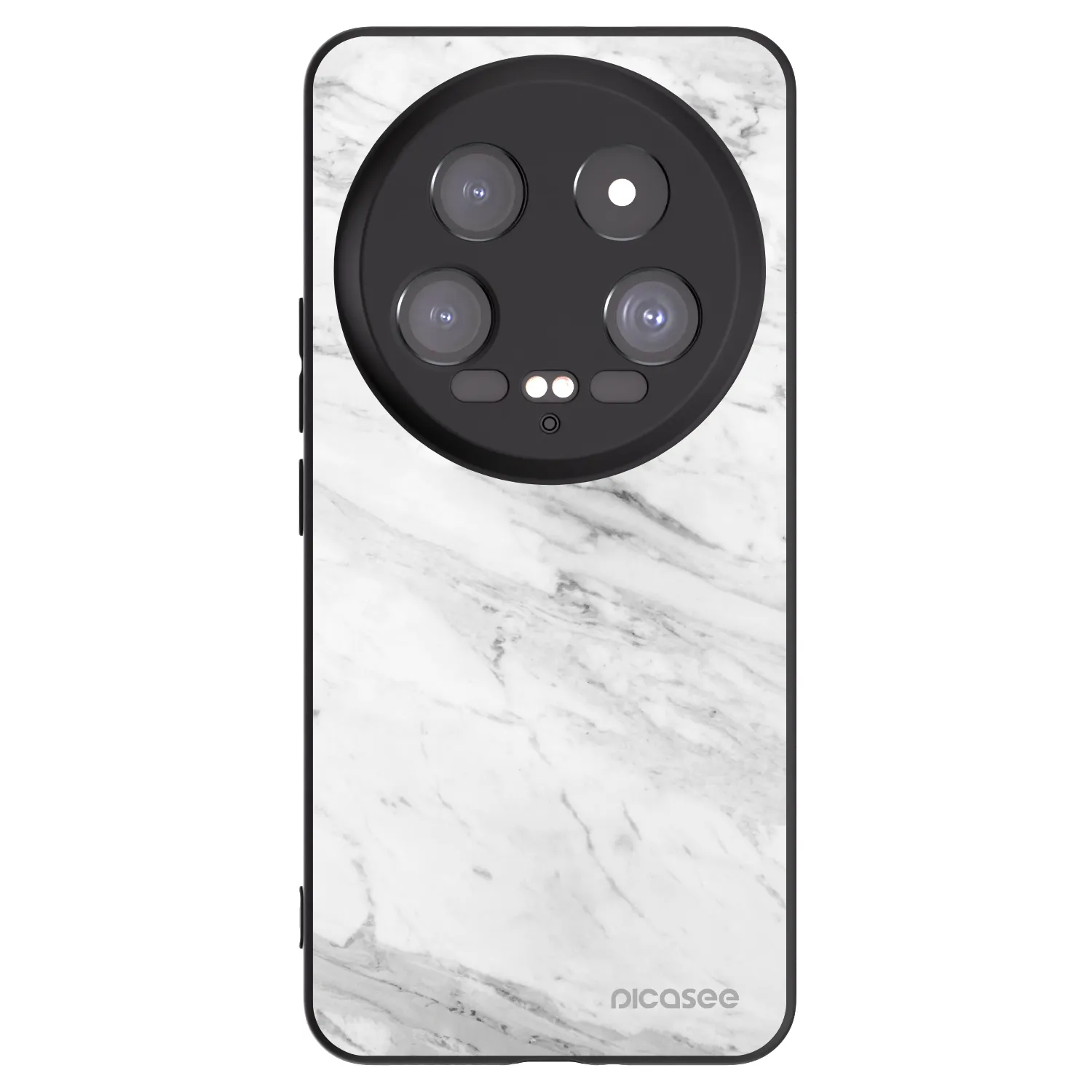Picasee silikonowe czarne etui na Xiaomi 14 Ultra - White marble