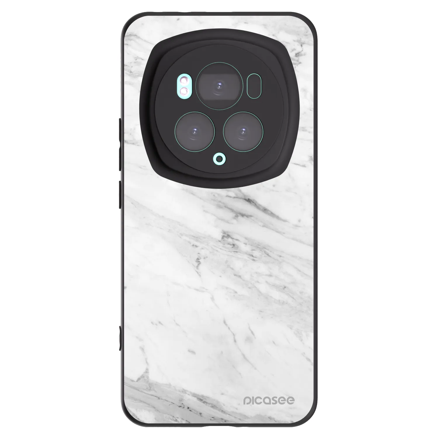 Picasee silikonowe czarne etui na Honor Magic6 Pro - White marble