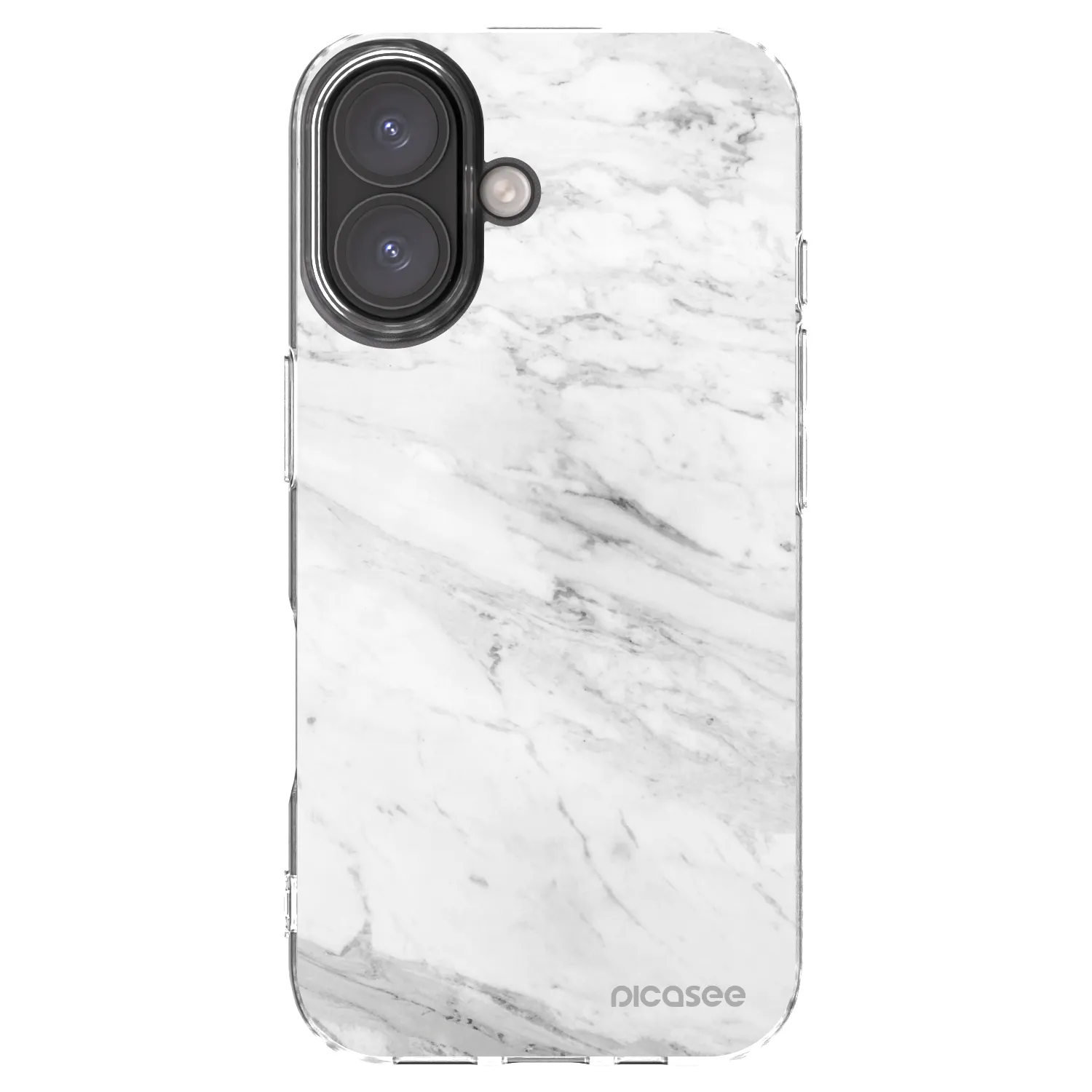 Picasee silikonowe przeźroczyste etui na Apple iPhone 16 - White marble