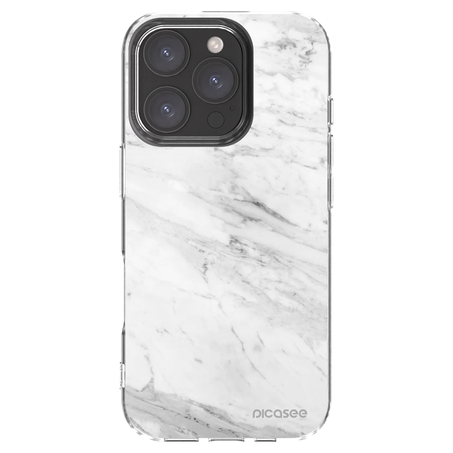 Picasee silikonowe przeźroczyste etui na Apple iPhone 16 Pro - White marble