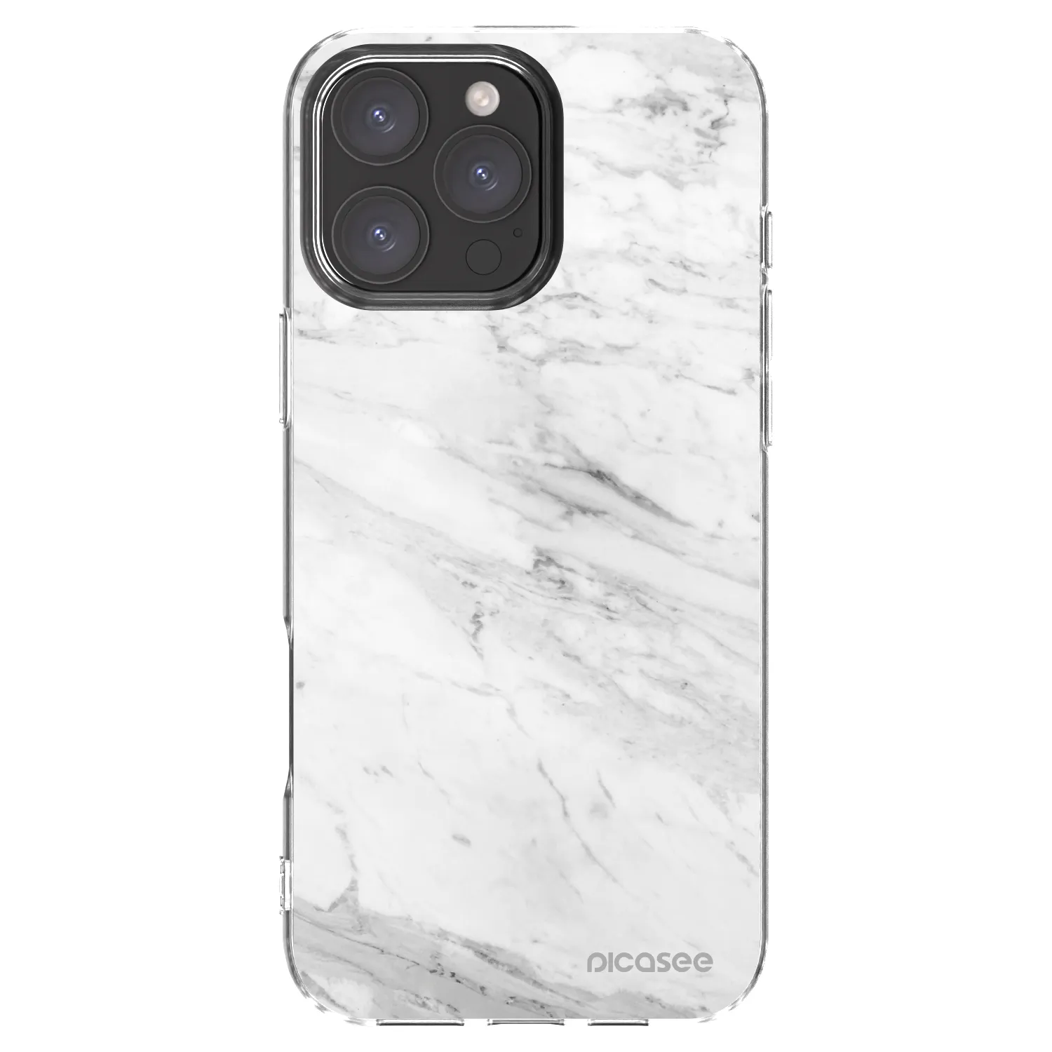 Picasee silikonowe przeźroczyste etui na Apple iPhone 16 Pro Max - White marble