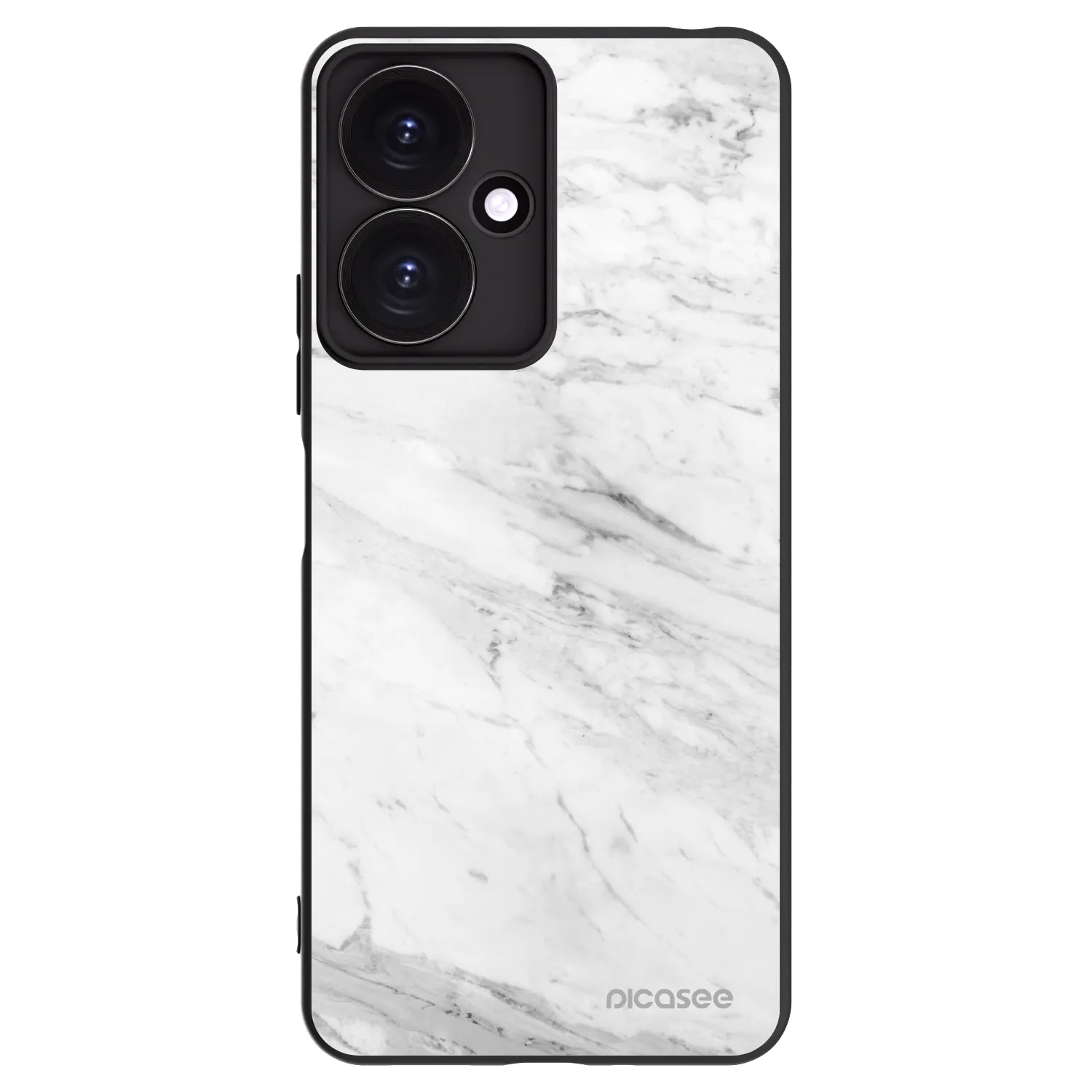 Picasee silikonowe czarne etui na Xiaomi Redmi 13C 5G - White marble