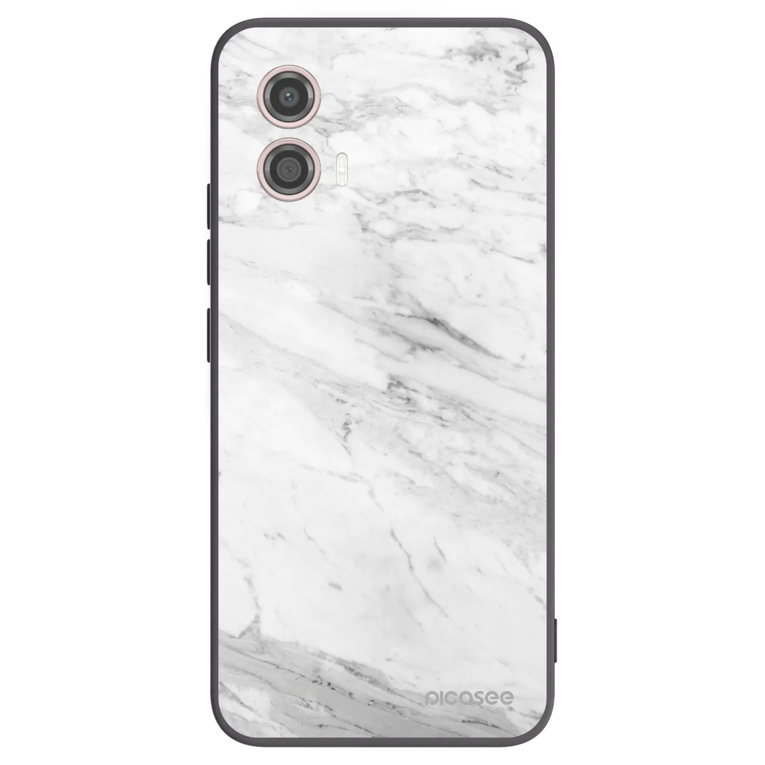 Picasee silikonowe czarne etui na Motorola Moto G53 5G - White marble