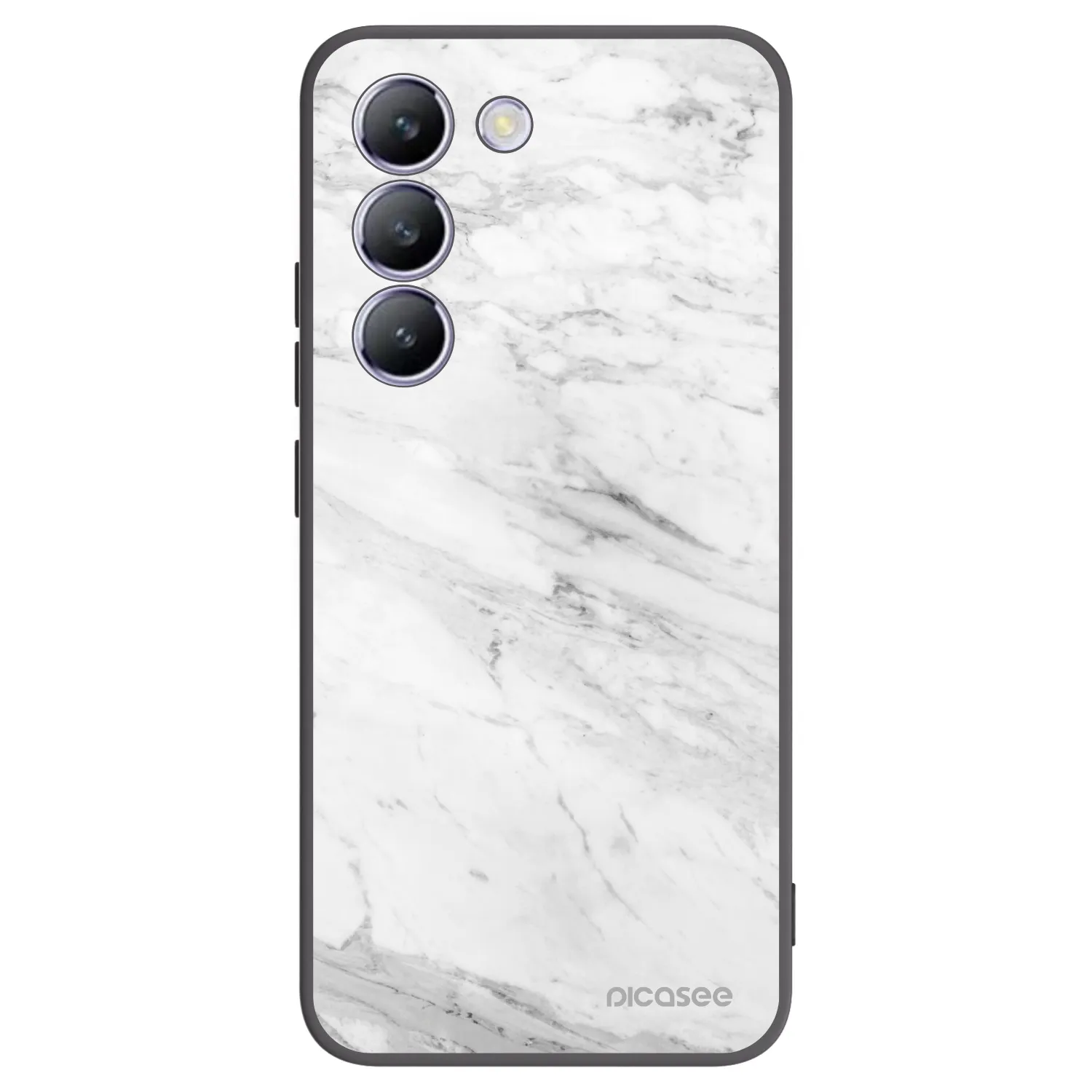 Picasee silikonowe czarne etui na Vivo V40 SE 5G - White marble