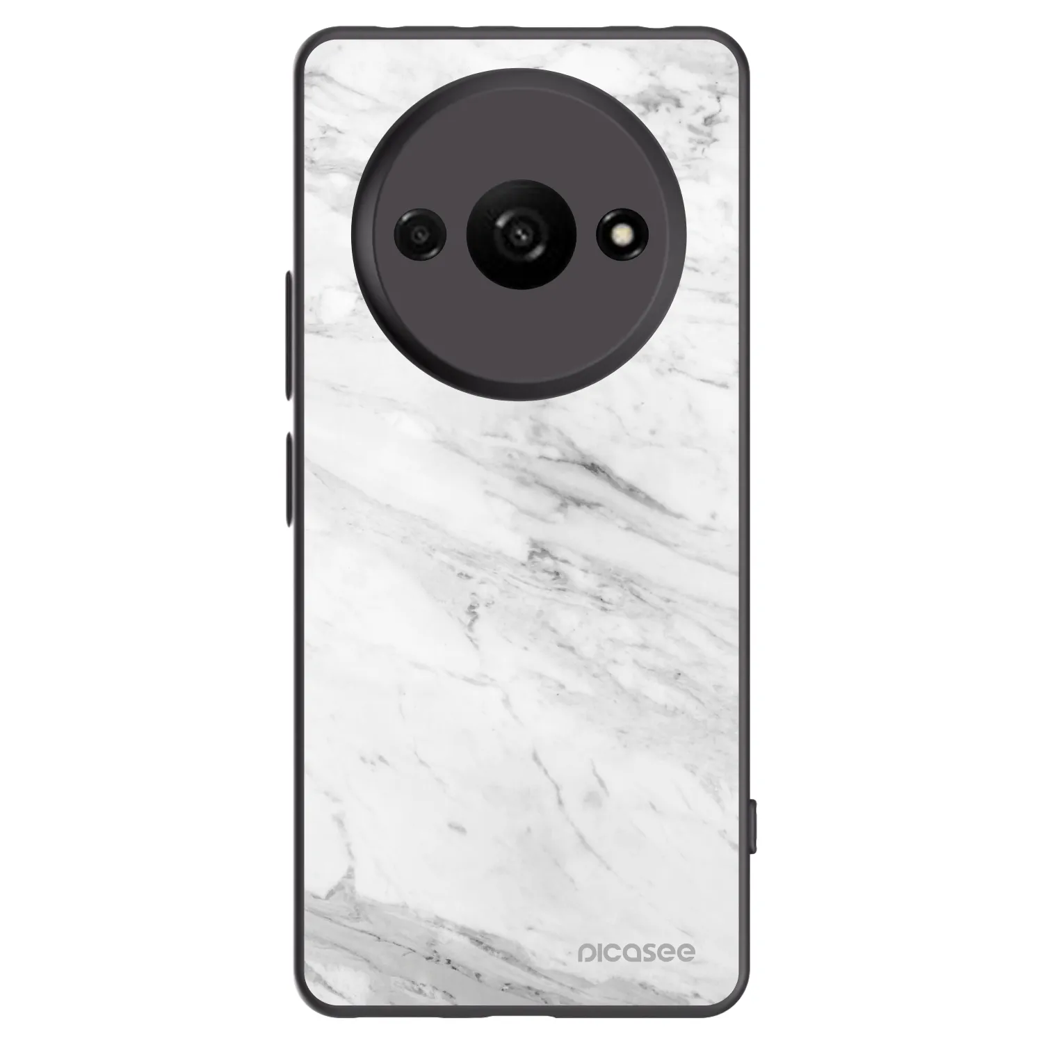 Picasee silikonowe czarne etui na Xiaomi Redmi A3 - White marble