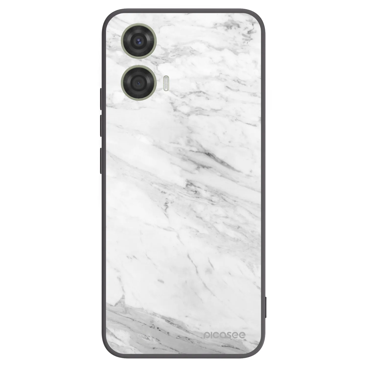 Picasee silikonowe czarne etui na Motorola Moto G24 - White marble