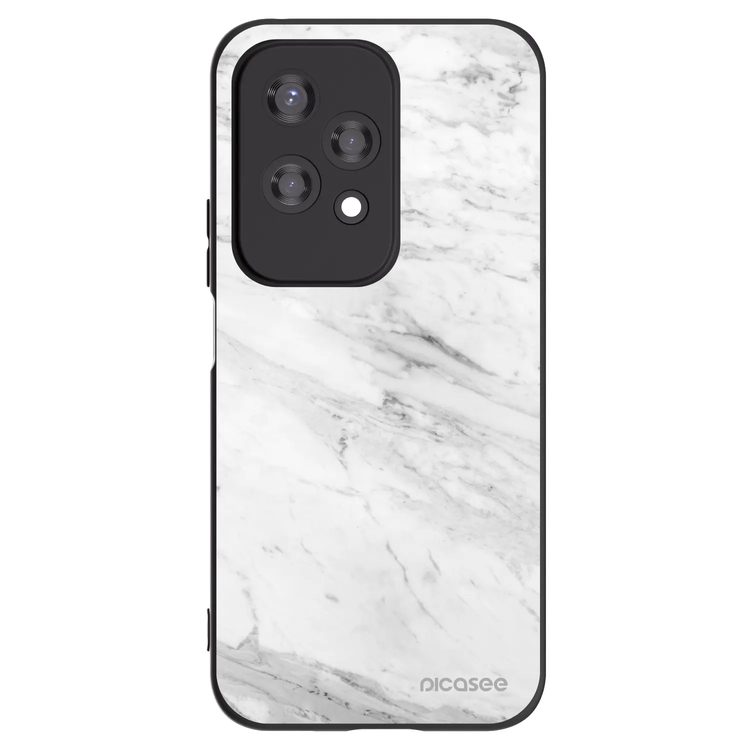 Picasee silikonowe czarne etui na Honor 200 Lite - White marble