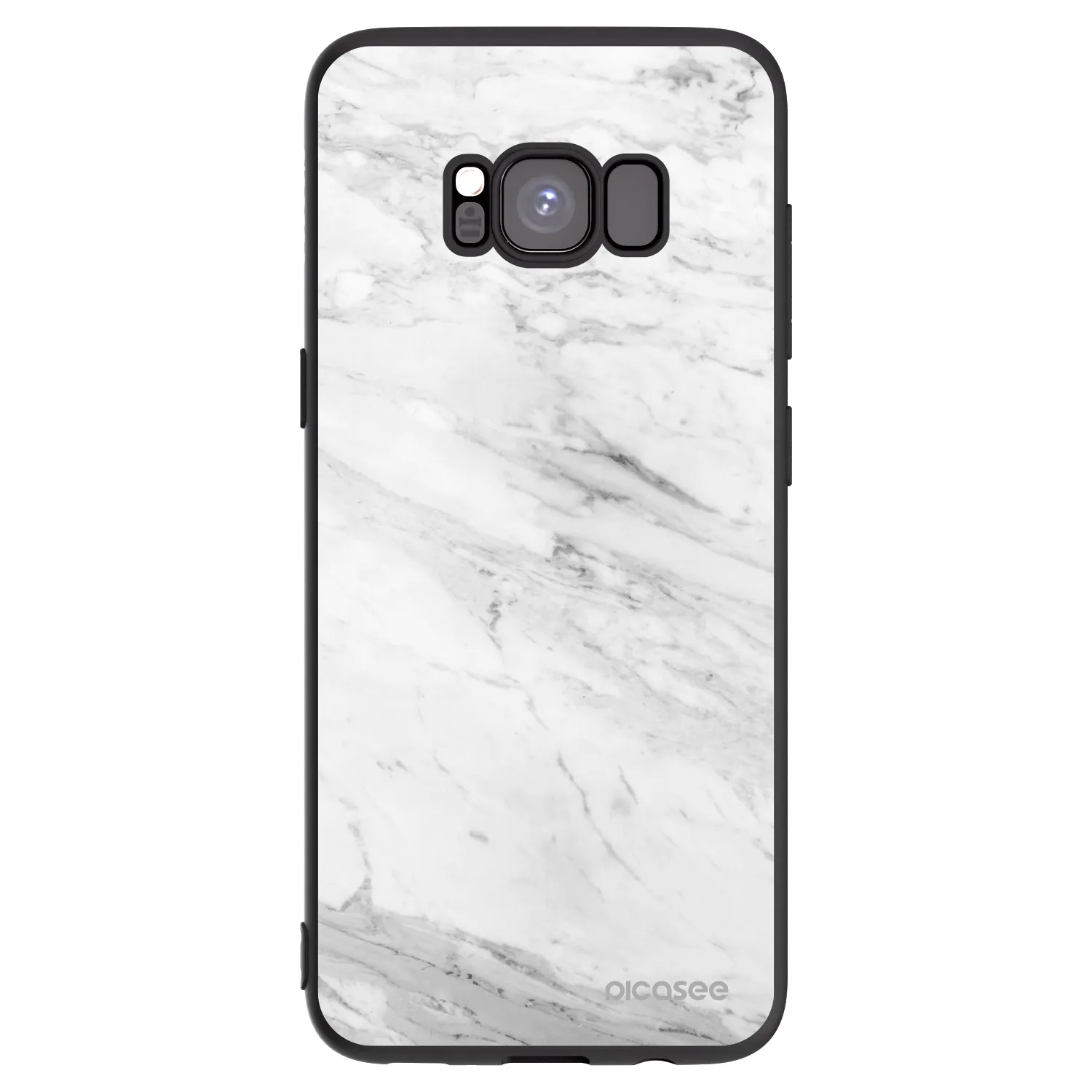 Picasee silikonowe czarne etui na Samsung Galaxy S8 G950F - White marble