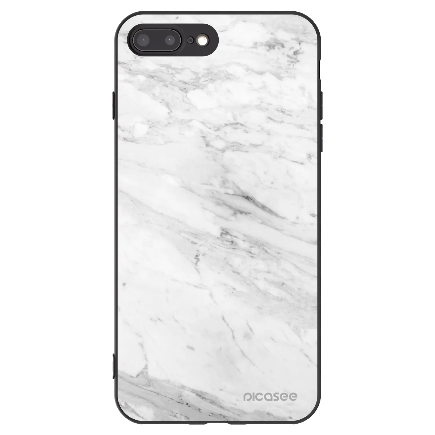 Picasee silikonowe czarne etui na Apple iPhone 8 Plus - White marble