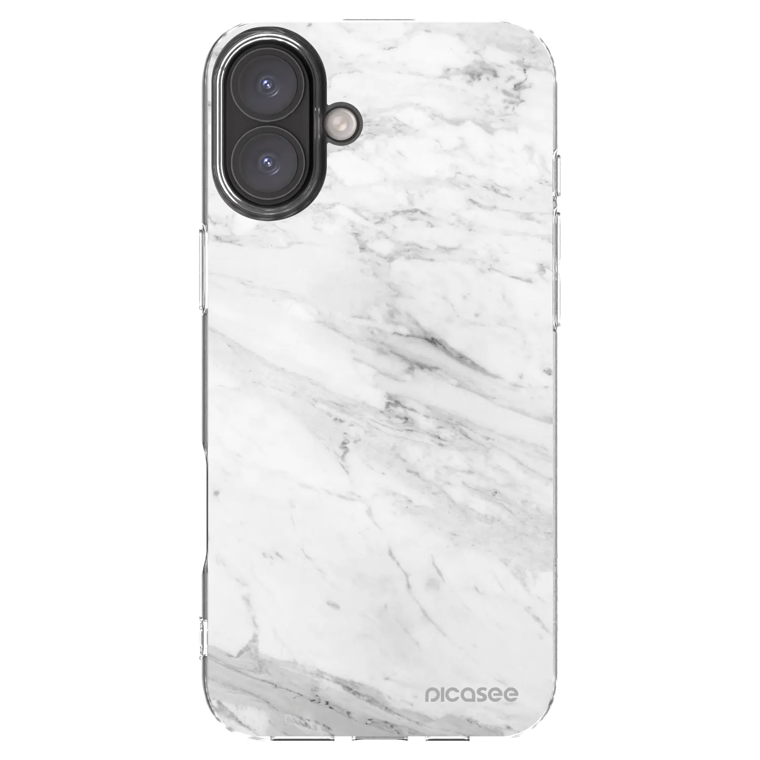 Picasee silikonowe przeźroczyste etui na Apple iPhone 16 Plus - White marble