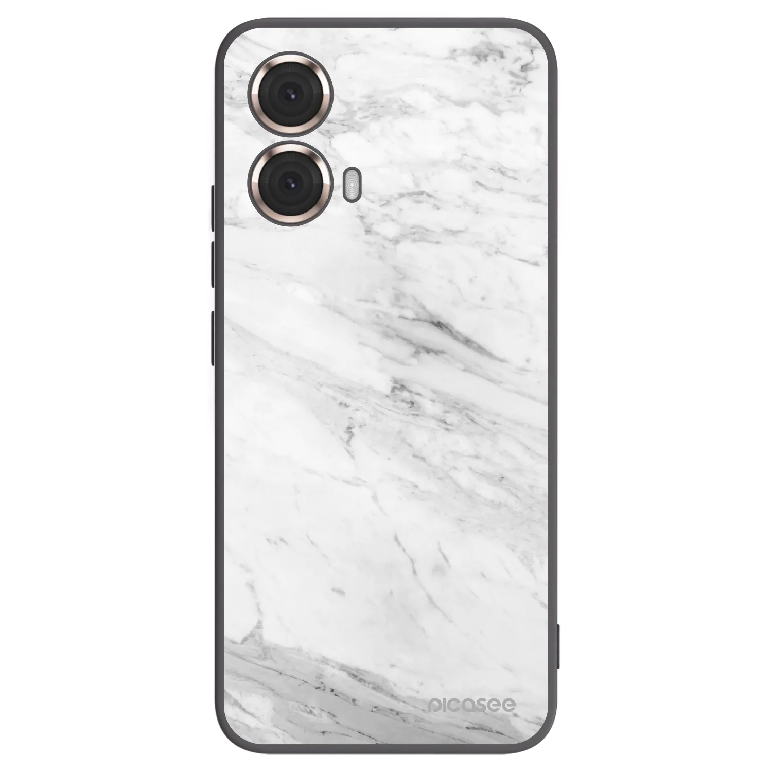 Picasee silikonowe czarne etui na Motorola Moto G85 - White marble