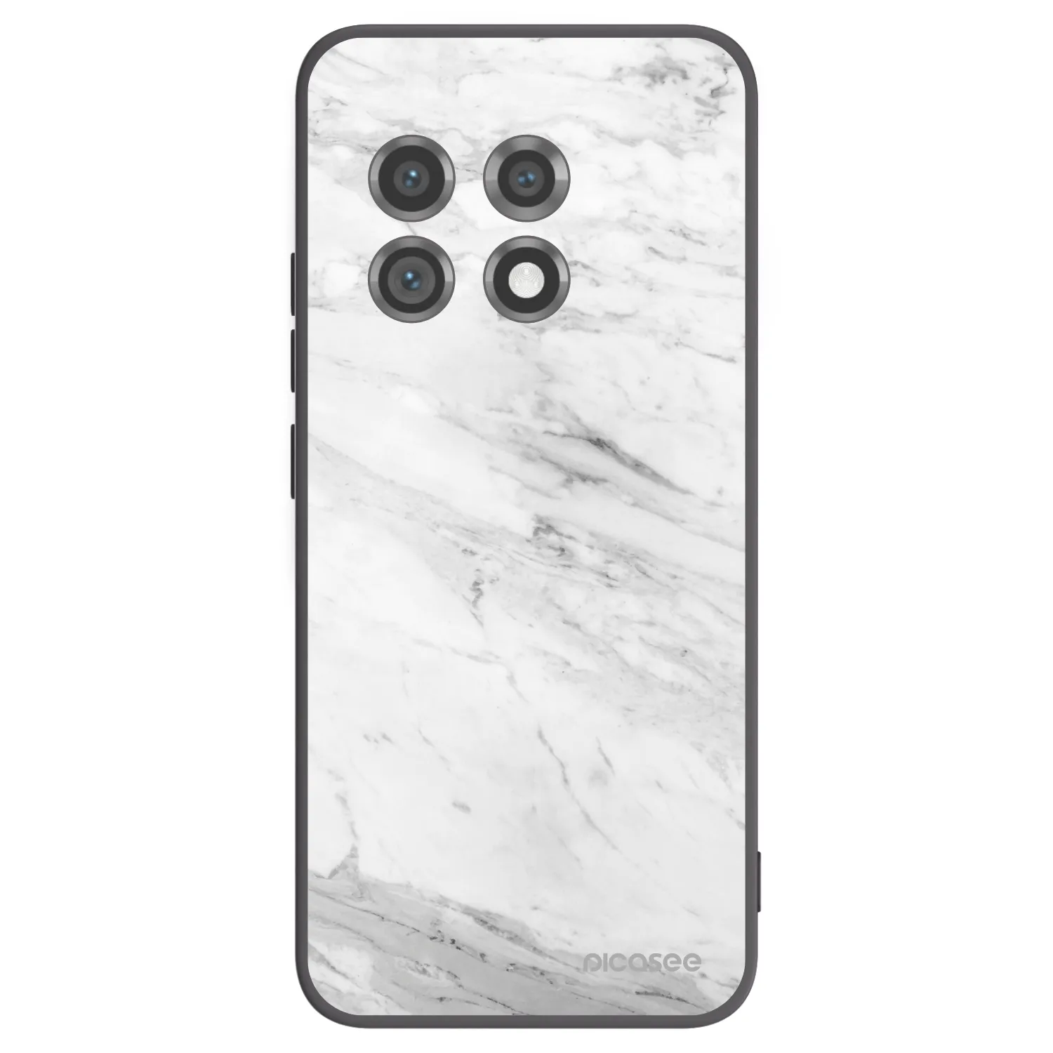 Picasee silikonowe czarne etui na OnePlus 11 5G - White marble