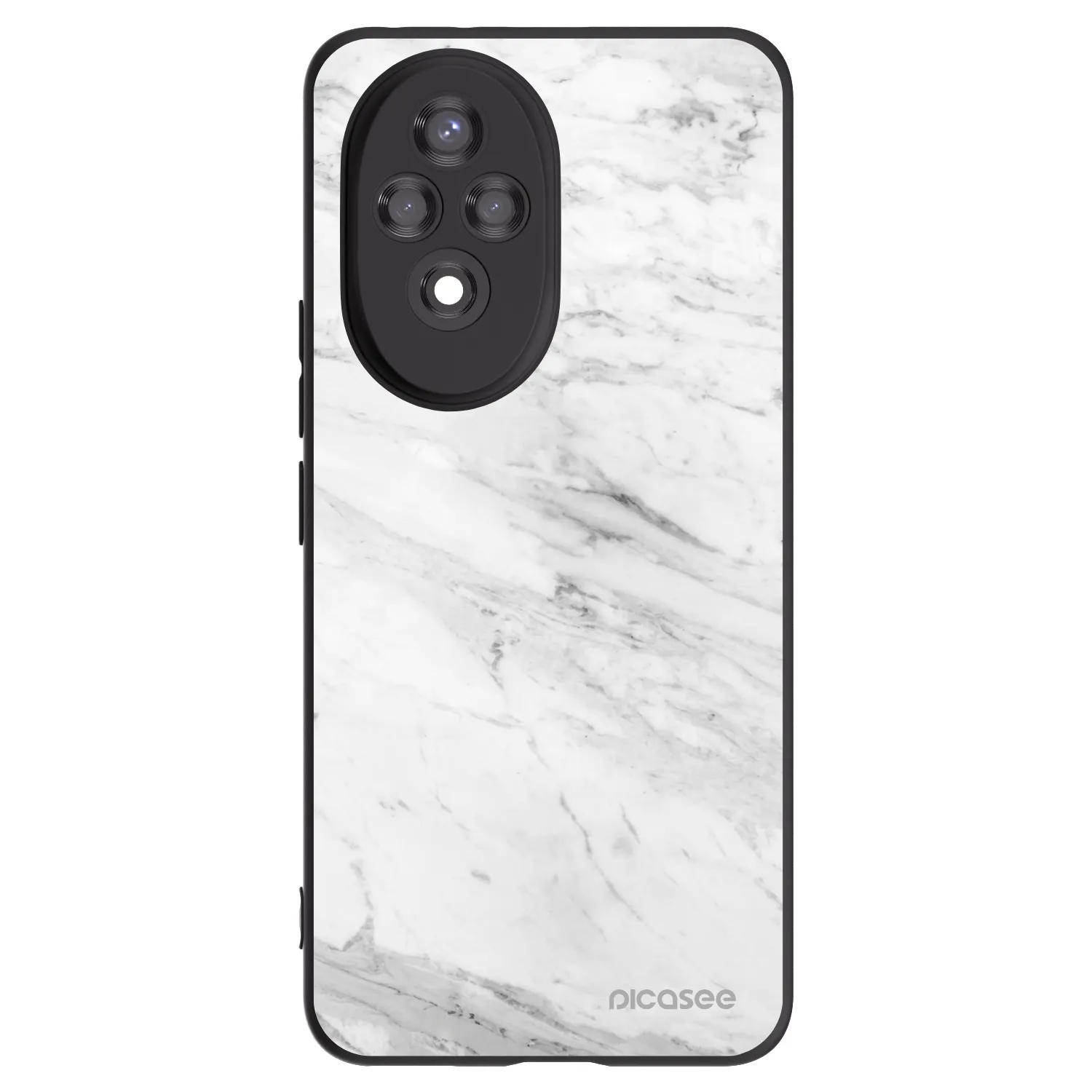 Picasee silikonowe czarne etui na Honor 200 Pro 5G - White marble