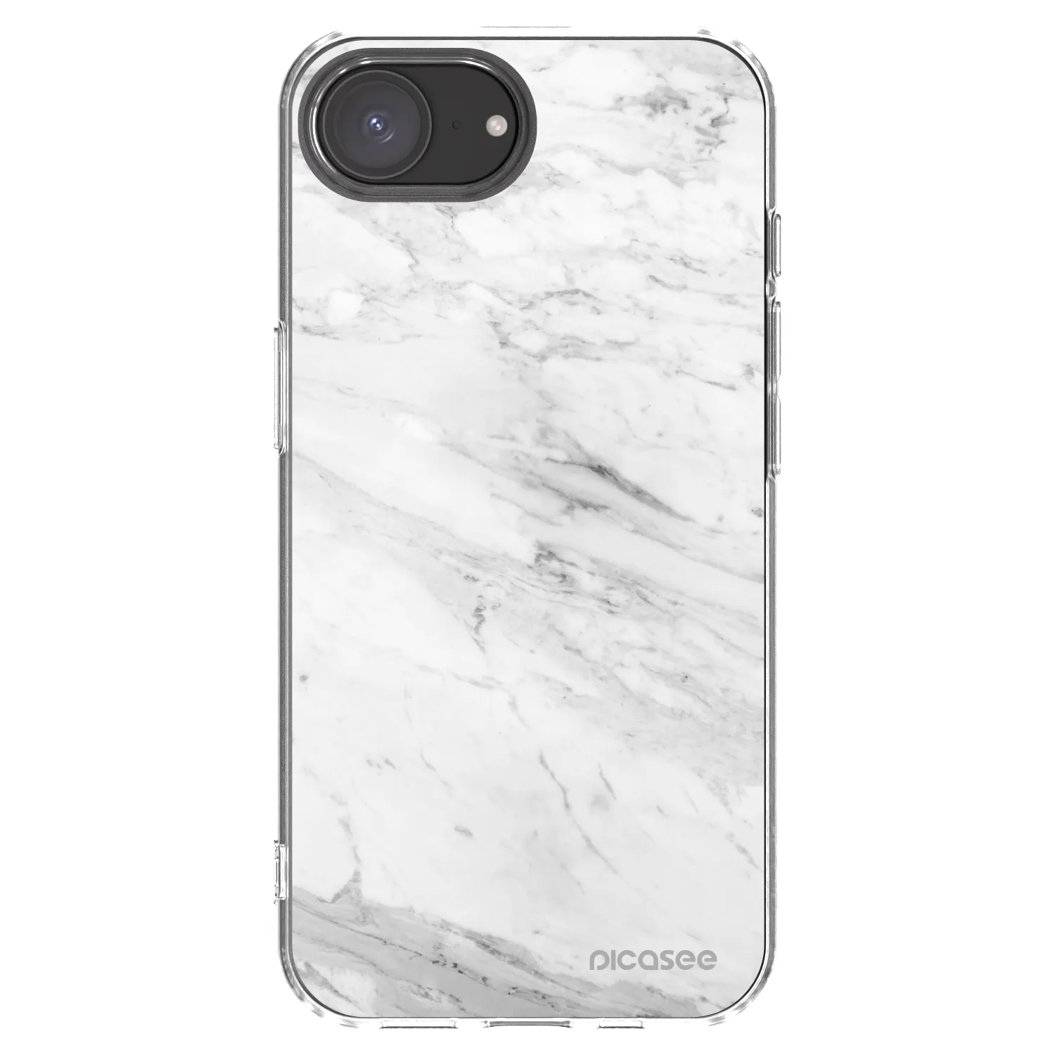 Picasee silikonowe przeźroczyste etui na Apple iPhone 16e - White marble