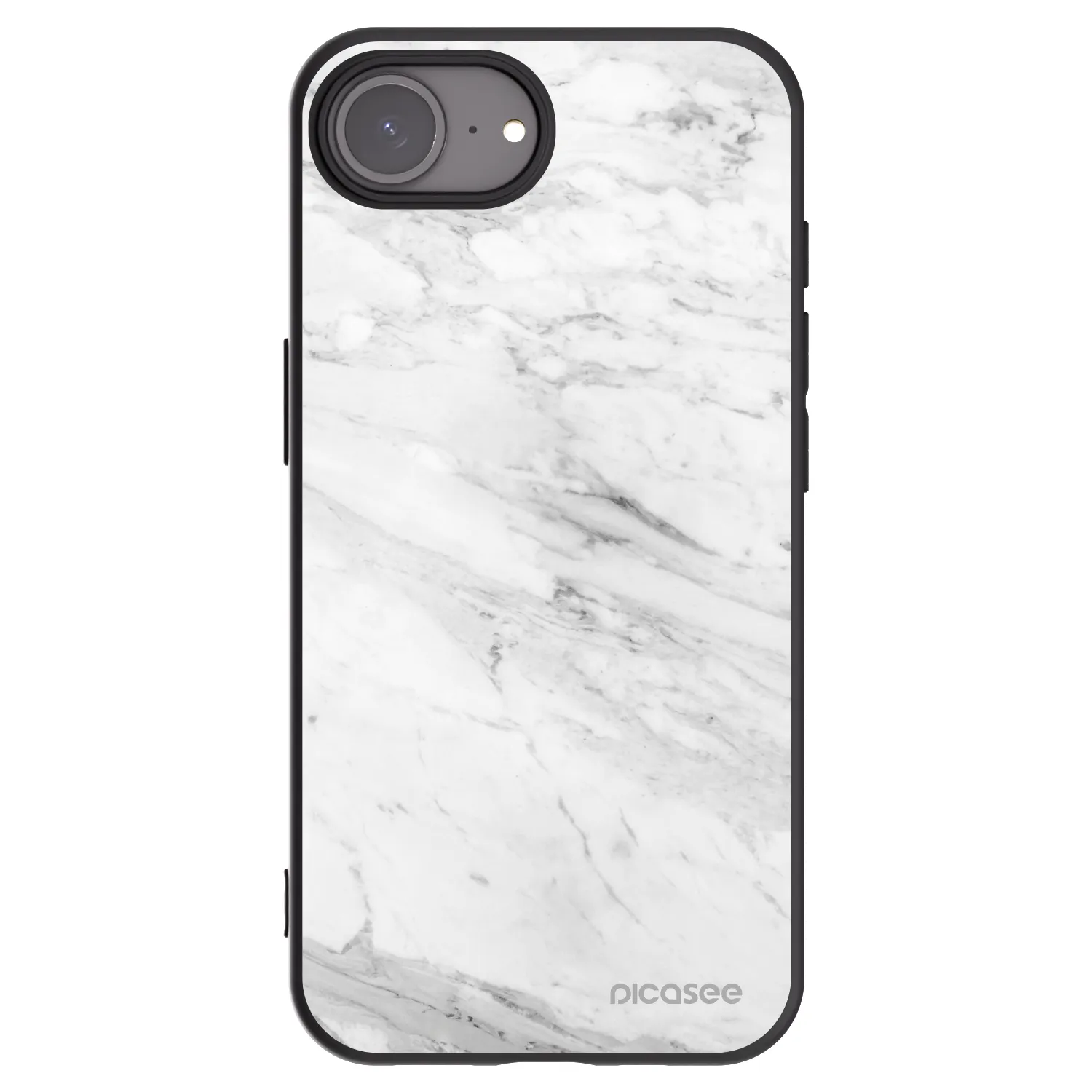 Picasee silikonowe czarne etui na Apple iPhone 16e - White marble