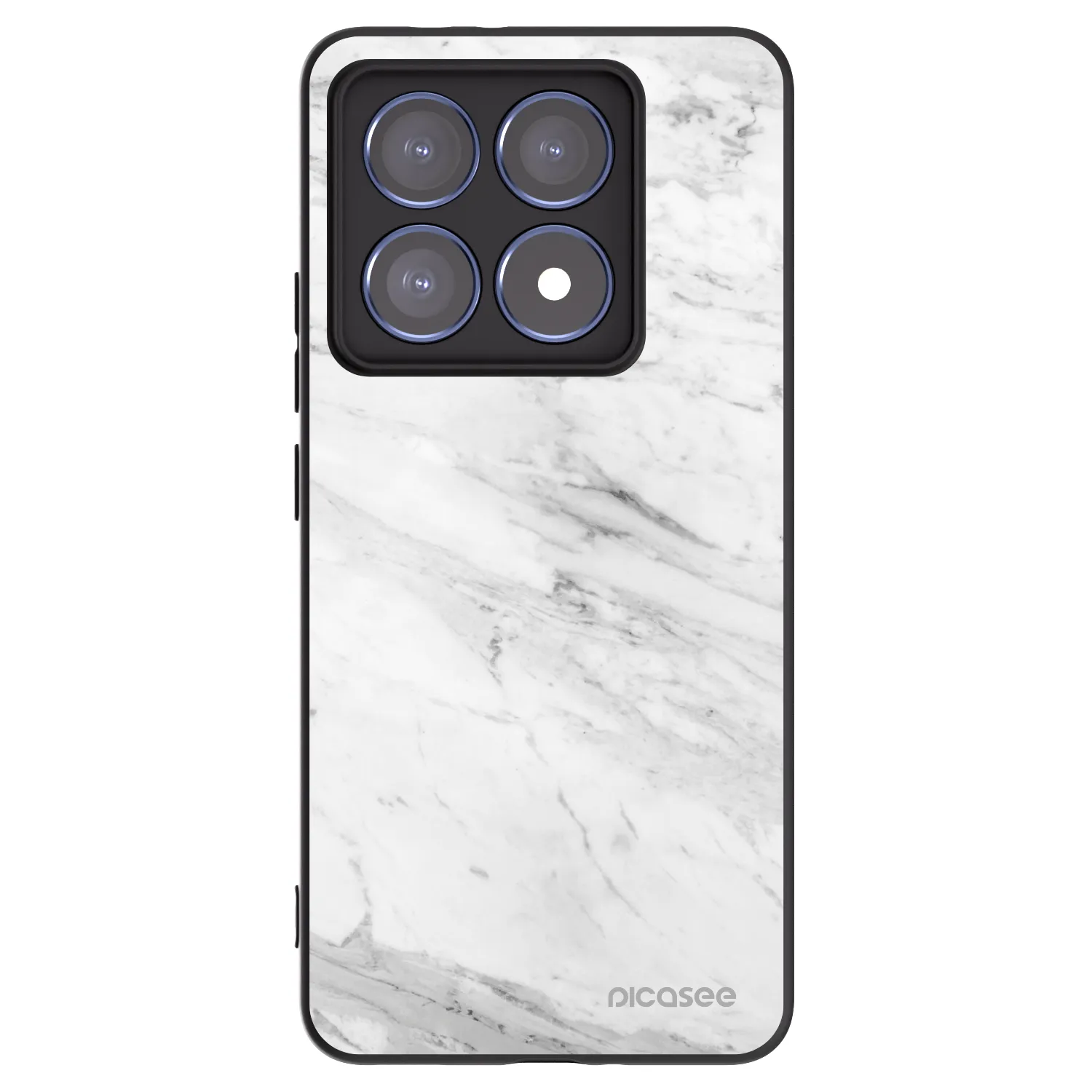Picasee silikonowe czarne etui na Xiaomi 14T Pro - White marble