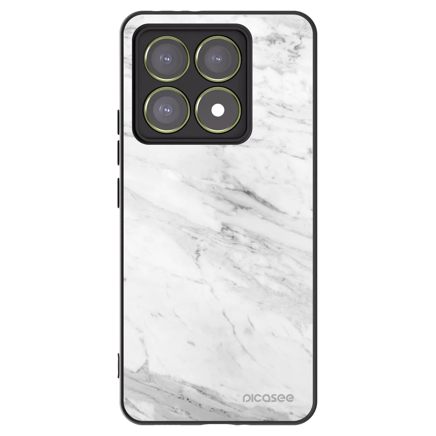 Picasee silikonowe czarne etui na Xiaomi 14T - White marble