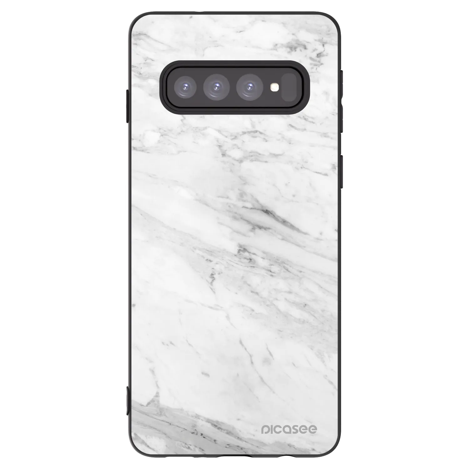 Picasee silikonowe czarne etui na Samsung Galaxy S10 G973 - White marble