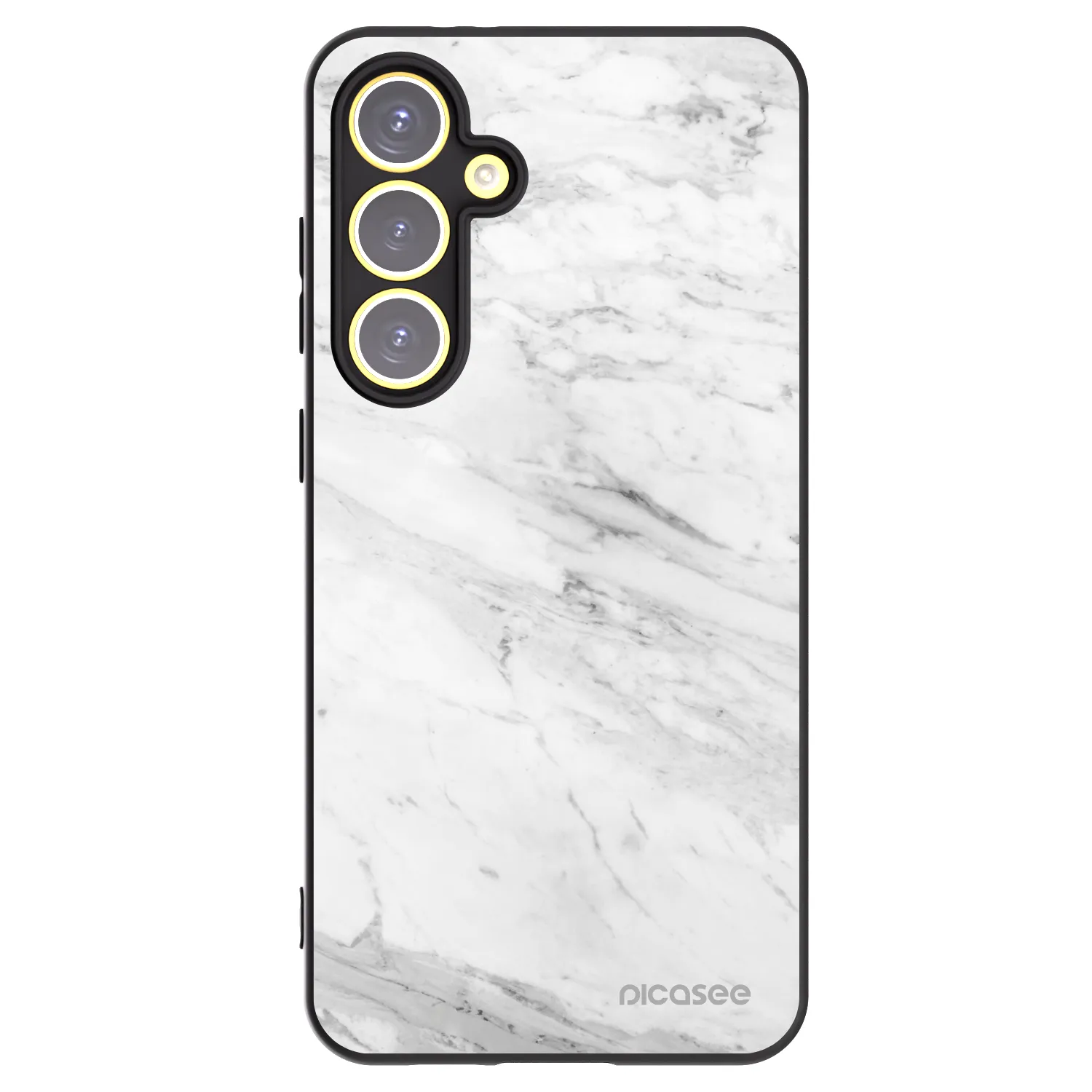 Picasee silikonowe czarne etui na Samsung Galaxy S24 FE S721B - White marble