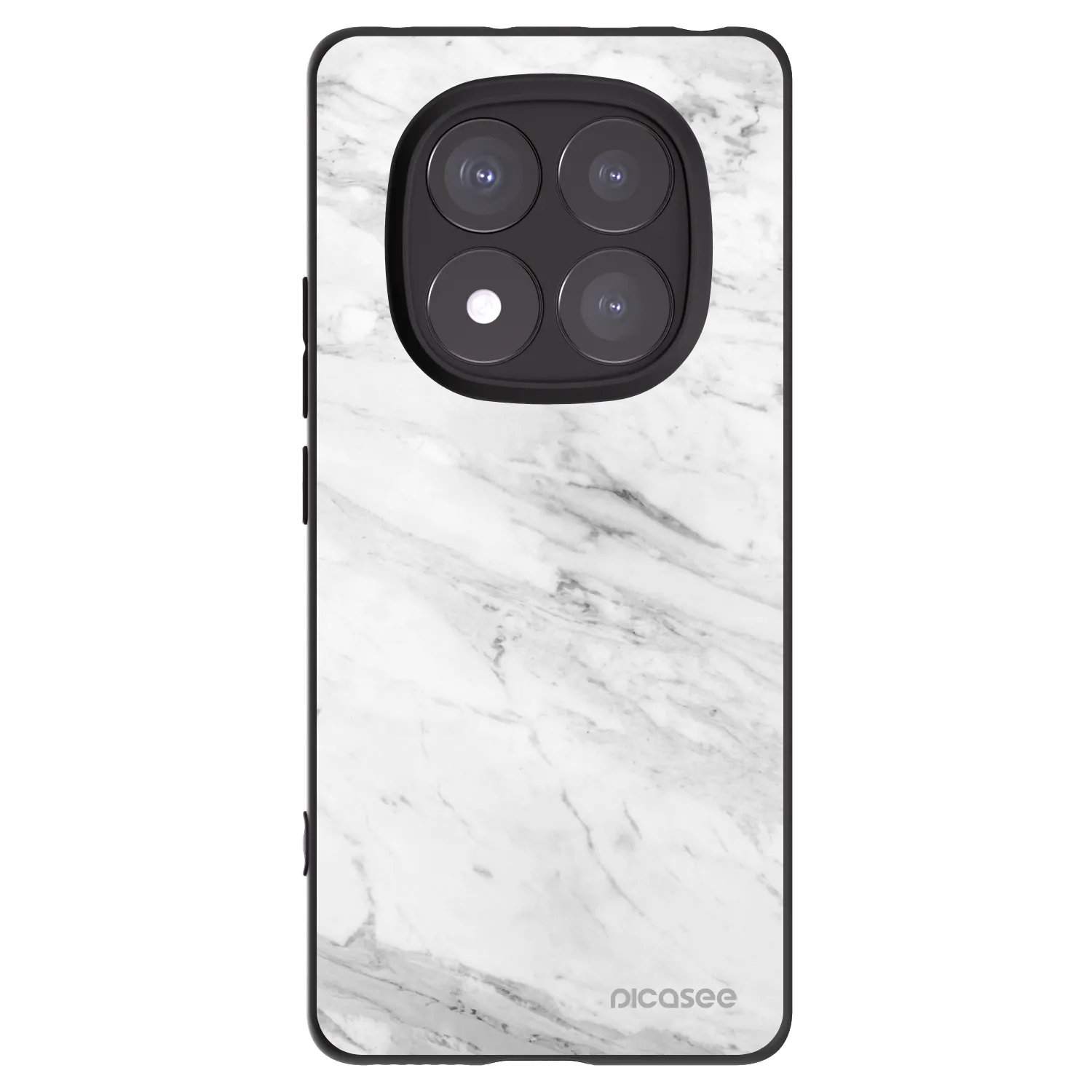Picasee silikonowe czarne etui na Xiaomi Redmi Note 14 Pro+ 5G - White marble