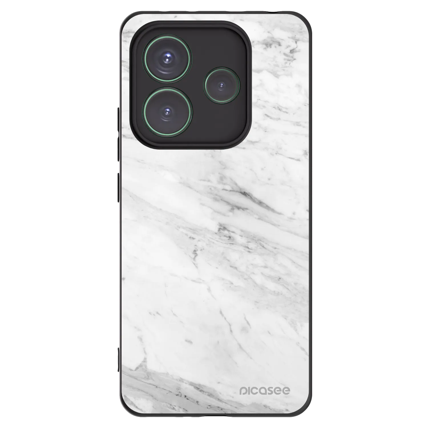Picasee silikonowe czarne etui na Xiaomi Redmi Note 14 5G - White marble
