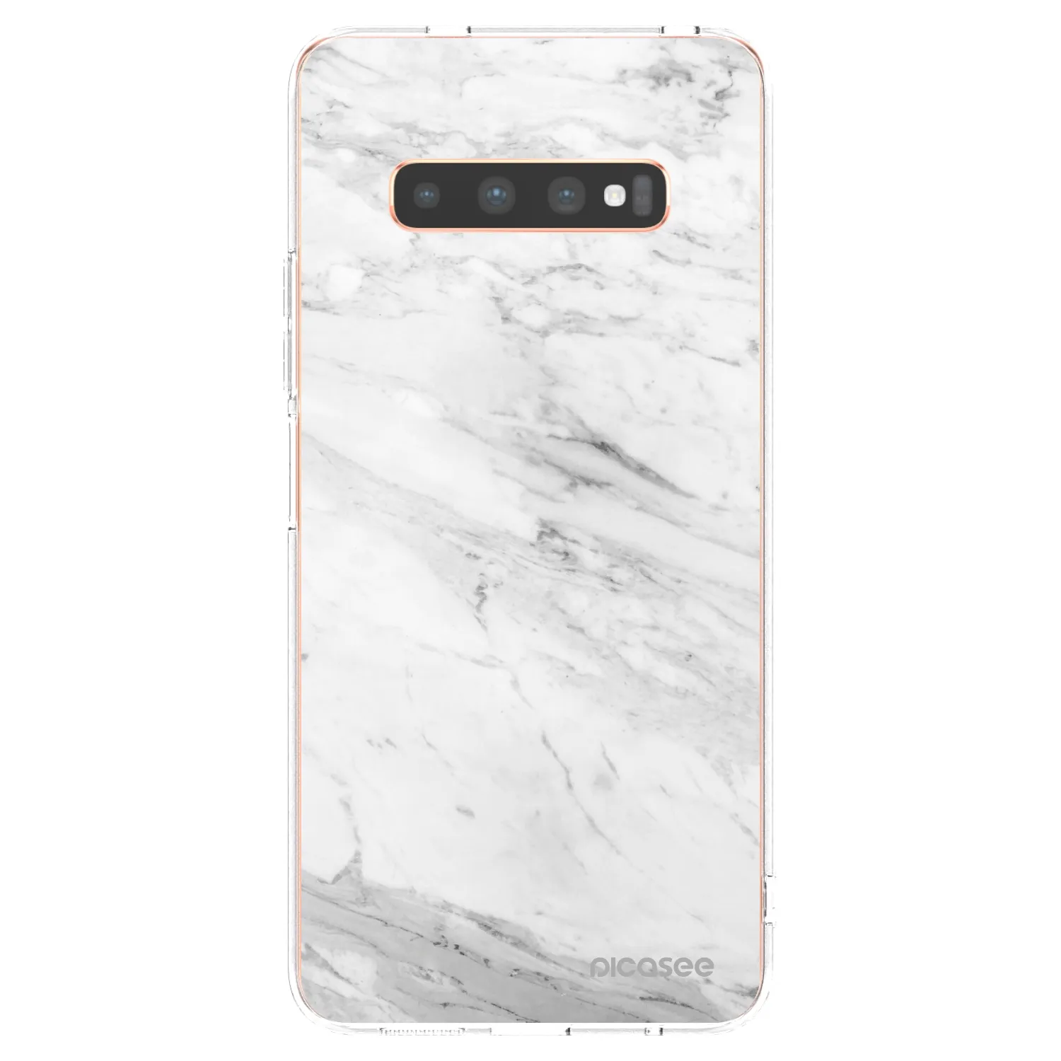 Picasee silikonowe przeźroczyste etui na Samsung Galaxy S10 Plus G975 - White marble