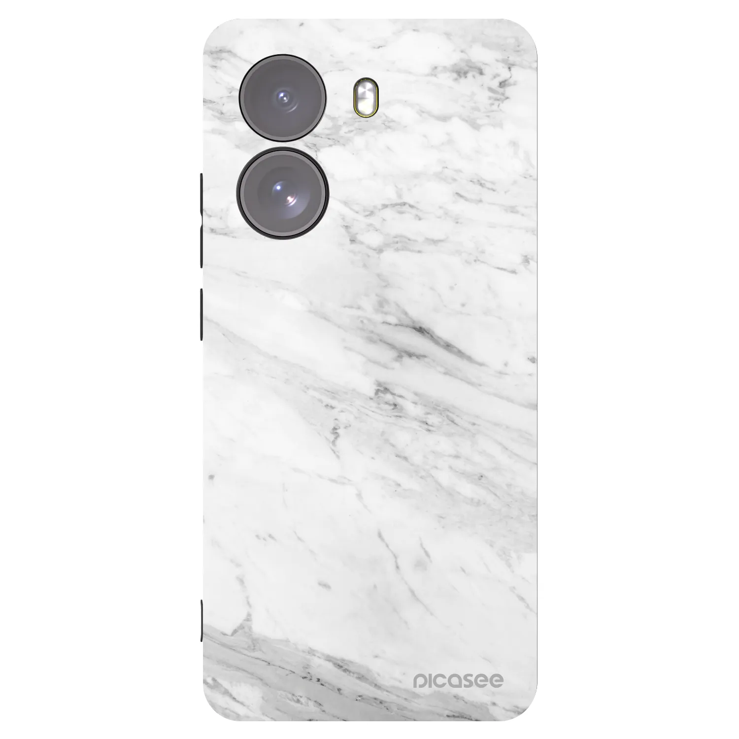 Picasee silikonowe czarne etui na Xiaomi Poco X7 - White marble