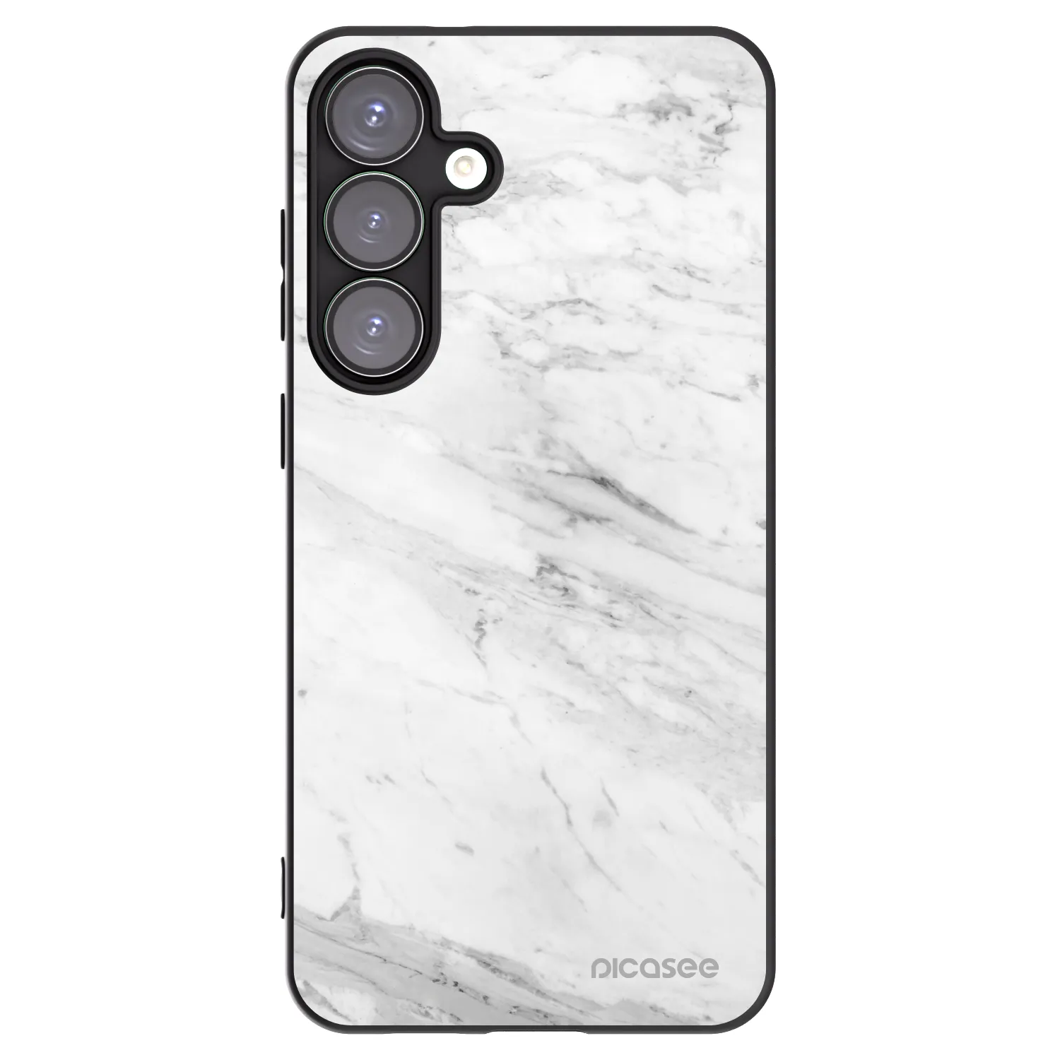 Picasee silikonowe czarne etui na Samsung Galaxy S25+ 5G - White marble