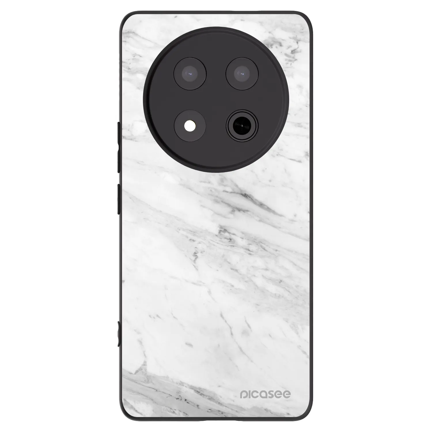 Picasee silikonowe czarne etui na Honor Magic7 Lite 5G - White marble