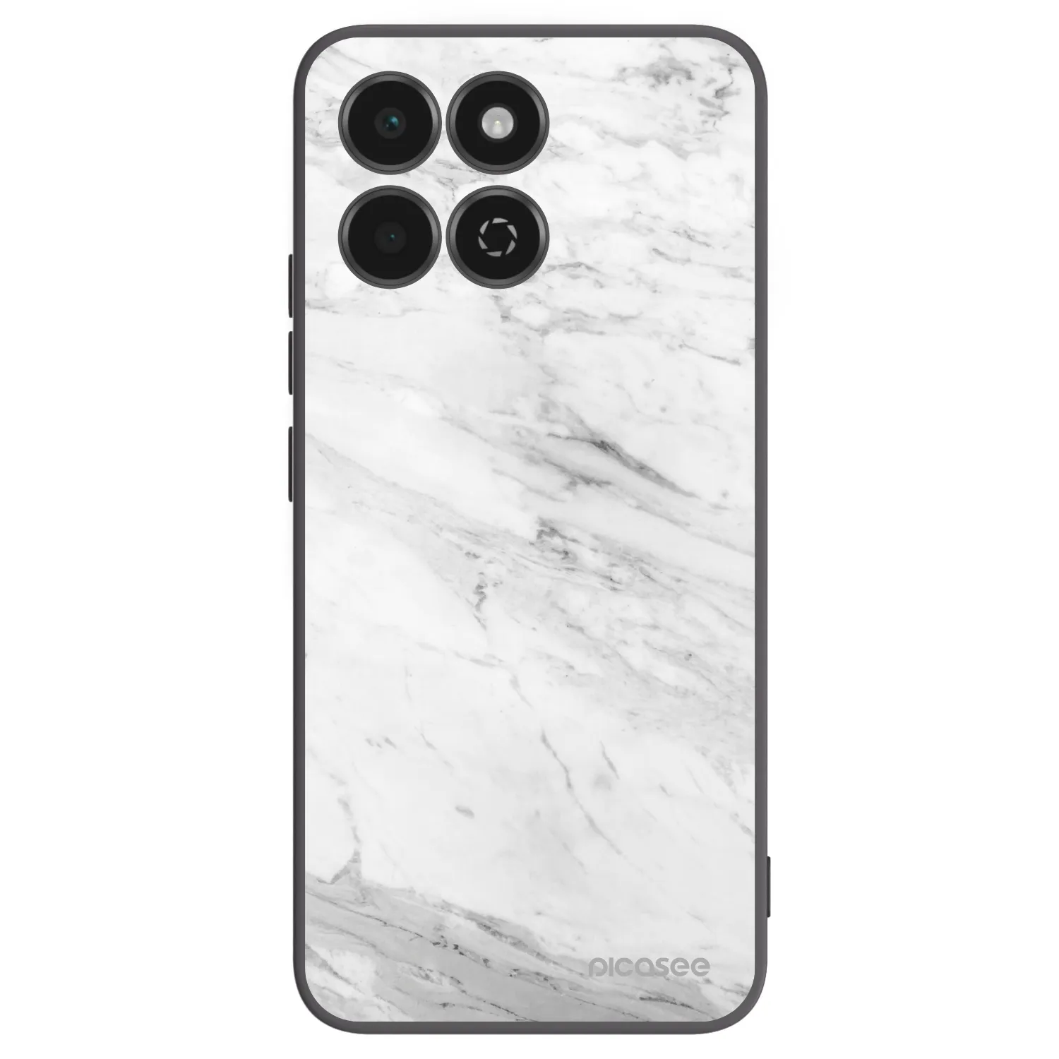 Picasee silikonowe czarne etui na Honor 200 Smart 5G - White marble