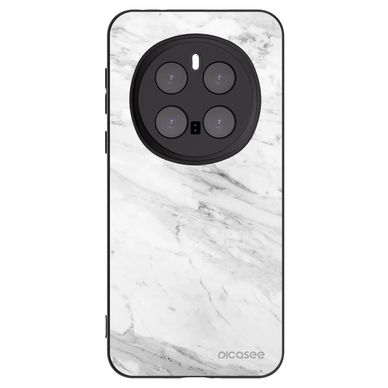 Picasee silikonowe czarne etui na Honor Magic7 Pro 5G - White marble