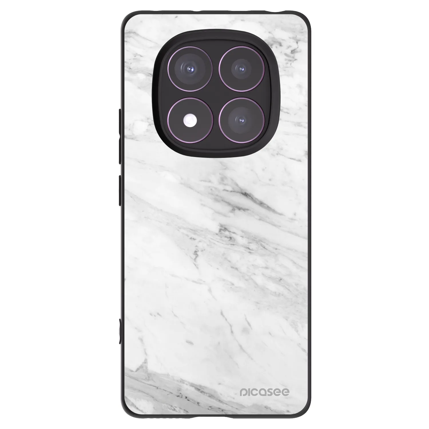 Picasee silikonowe czarne etui na Xiaomi Redmi Note 14 Pro 4G - White marble