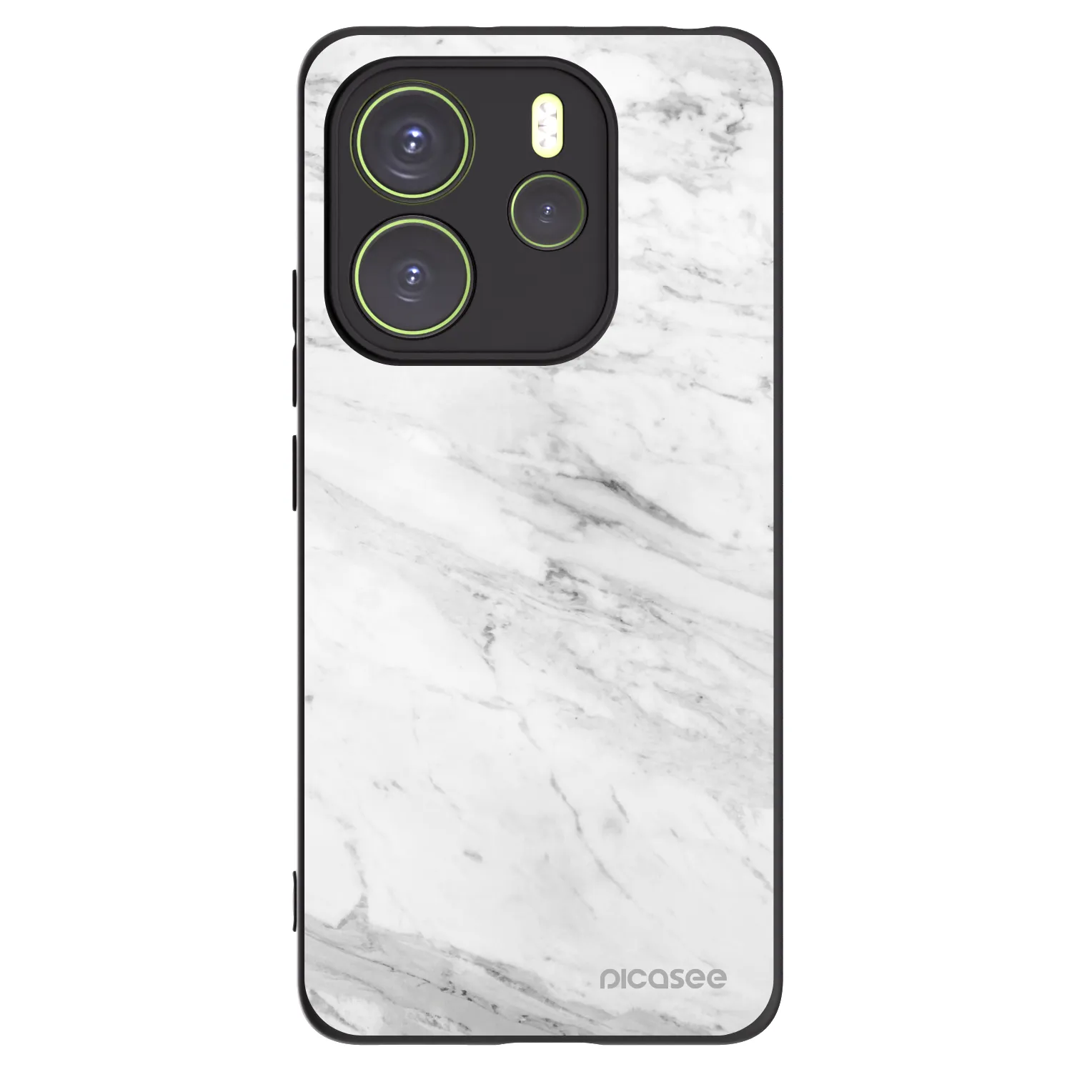 Picasee silikonowe czarne etui na Xiaomi Redmi Note 14 4G - White marble