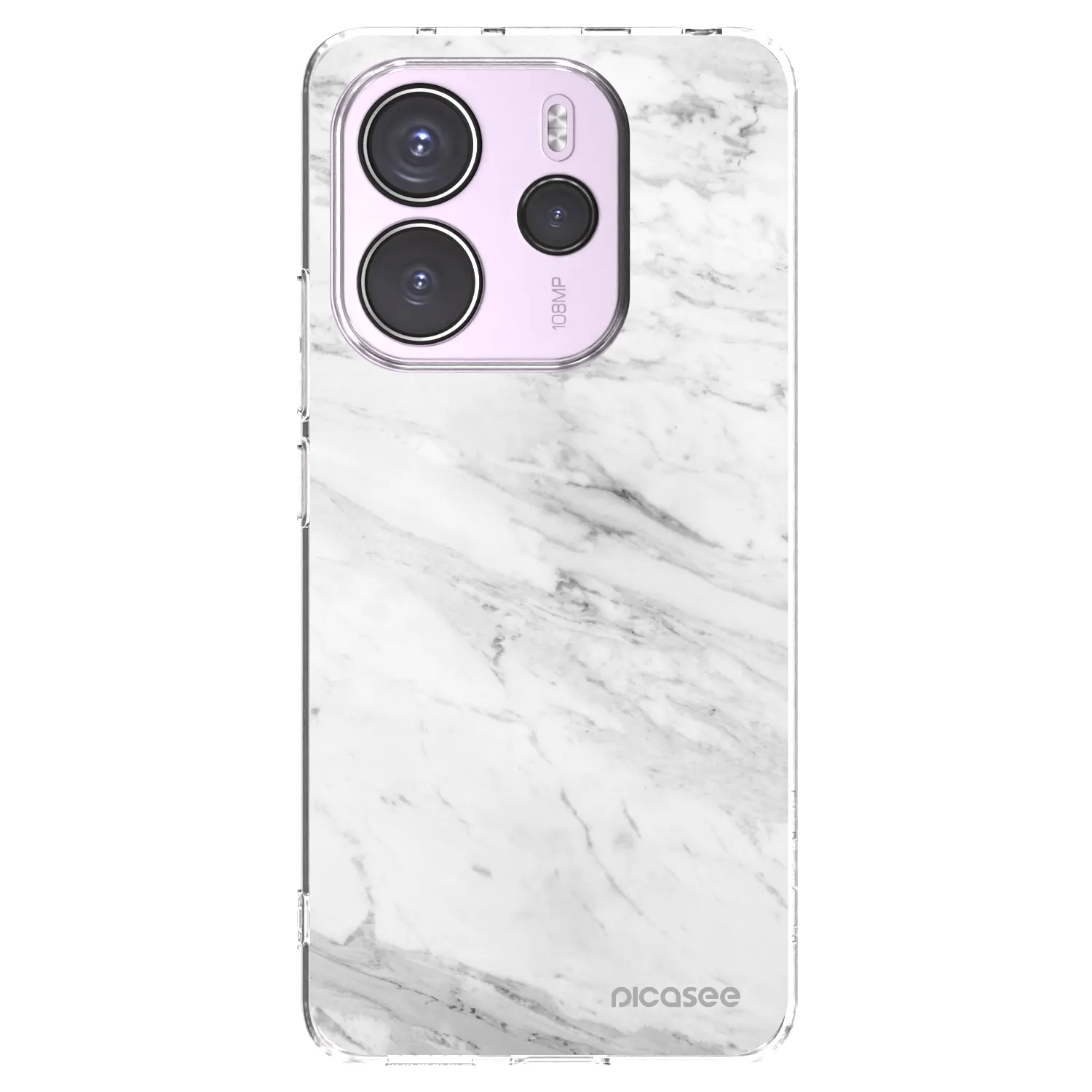Picasee silikonowe przeźroczyste etui na Xiaomi Redmi Note 14 4G - White marble